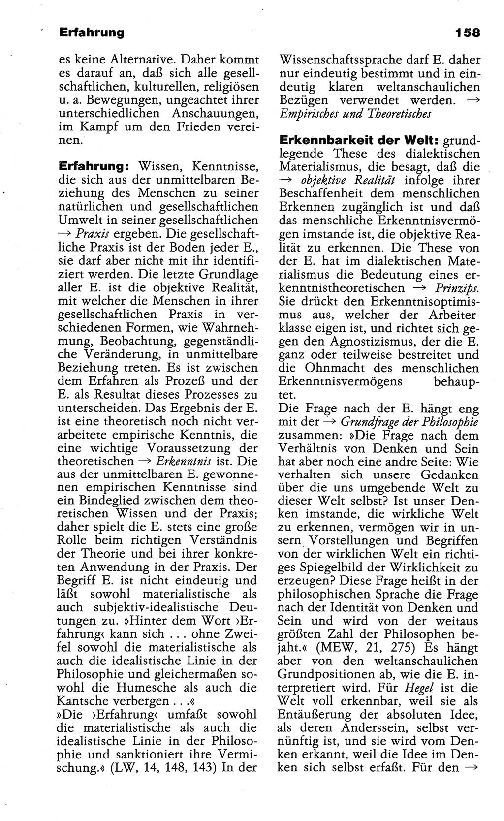 Wörterbuch der marxistisch-leninistischen Philosophie [Deutsche Demokratische Republik (DDR)] 1985, Seite 158 (Wb. ML Phil. DDR 1985, S. 158)