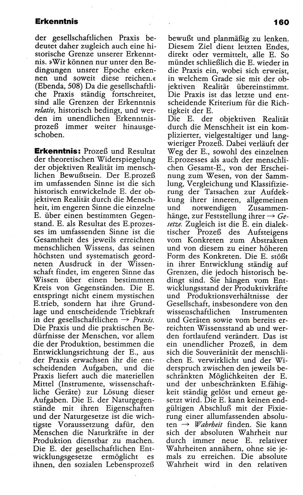 Wörterbuch der marxistisch-leninistischen Philosophie [Deutsche Demokratische Republik (DDR)] 1985, Seite 160 (Wb. ML Phil. DDR 1985, S. 160)