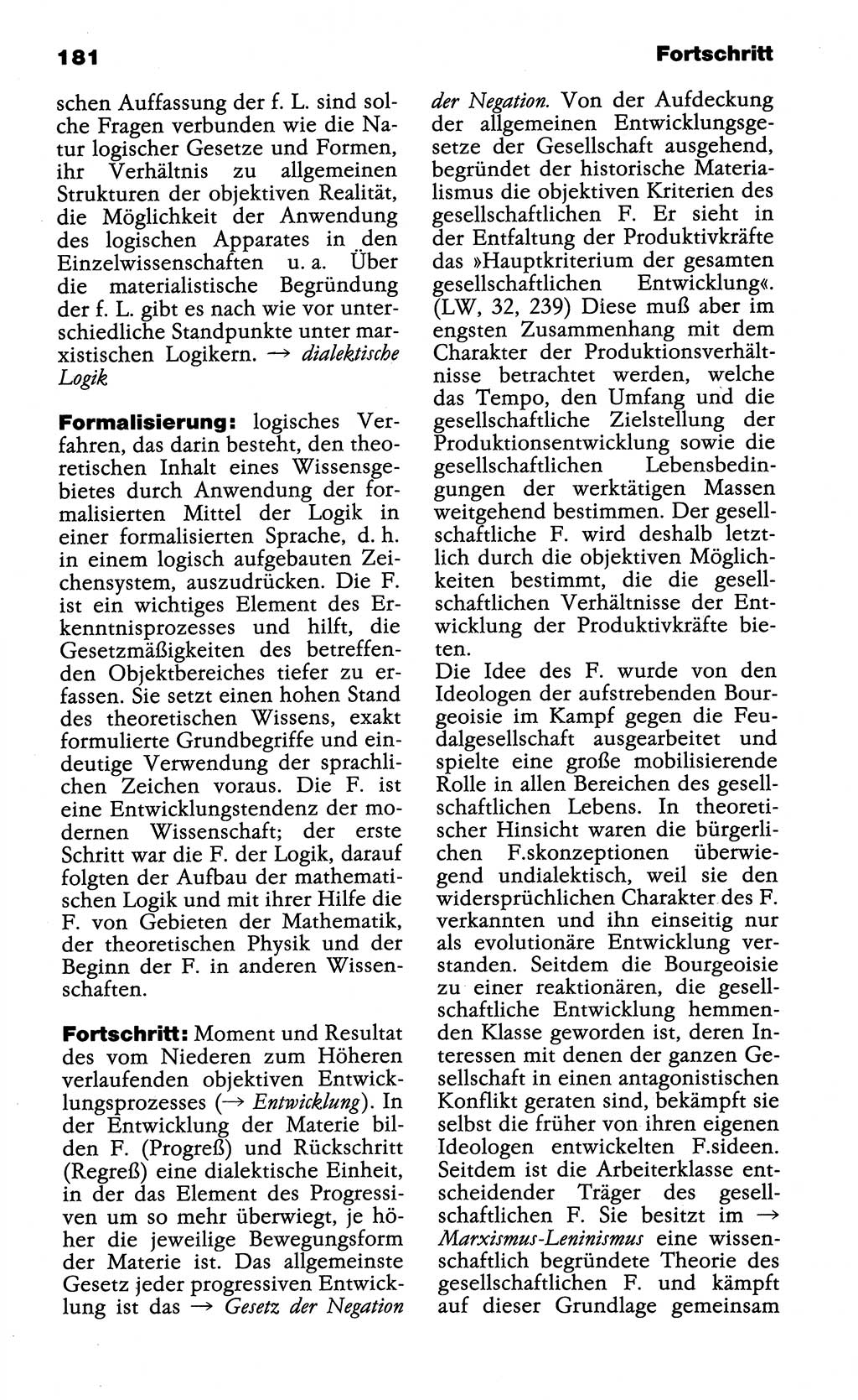 Wörterbuch der marxistisch-leninistischen Philosophie [Deutsche Demokratische Republik (DDR)] 1985, Seite 181 (Wb. ML Phil. DDR 1985, S. 181)