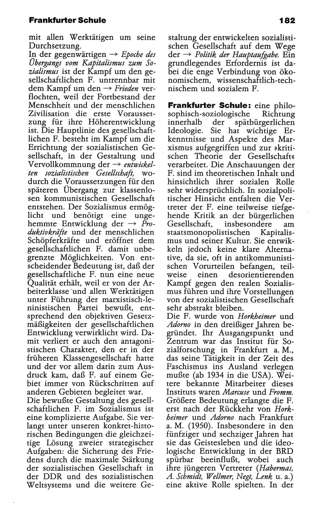 Wörterbuch der marxistisch-leninistischen Philosophie [Deutsche Demokratische Republik (DDR)] 1985, Seite 182 (Wb. ML Phil. DDR 1985, S. 182)