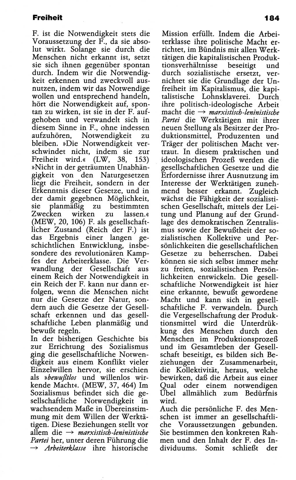 Wörterbuch der marxistisch-leninistischen Philosophie [Deutsche Demokratische Republik (DDR)] 1985, Seite 184 (Wb. ML Phil. DDR 1985, S. 184)