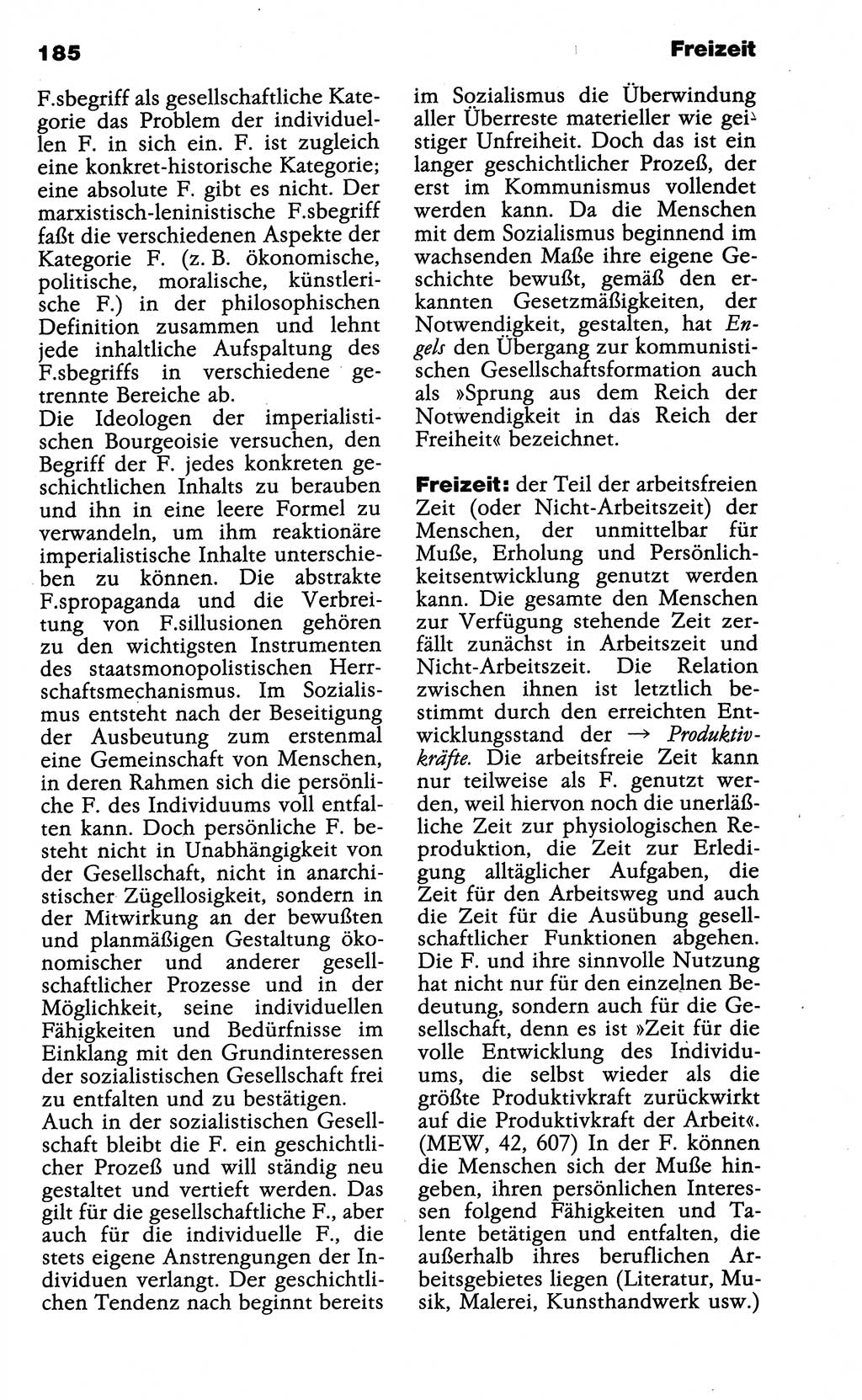 Wörterbuch der marxistisch-leninistischen Philosophie [Deutsche Demokratische Republik (DDR)] 1985, Seite 185 (Wb. ML Phil. DDR 1985, S. 185)