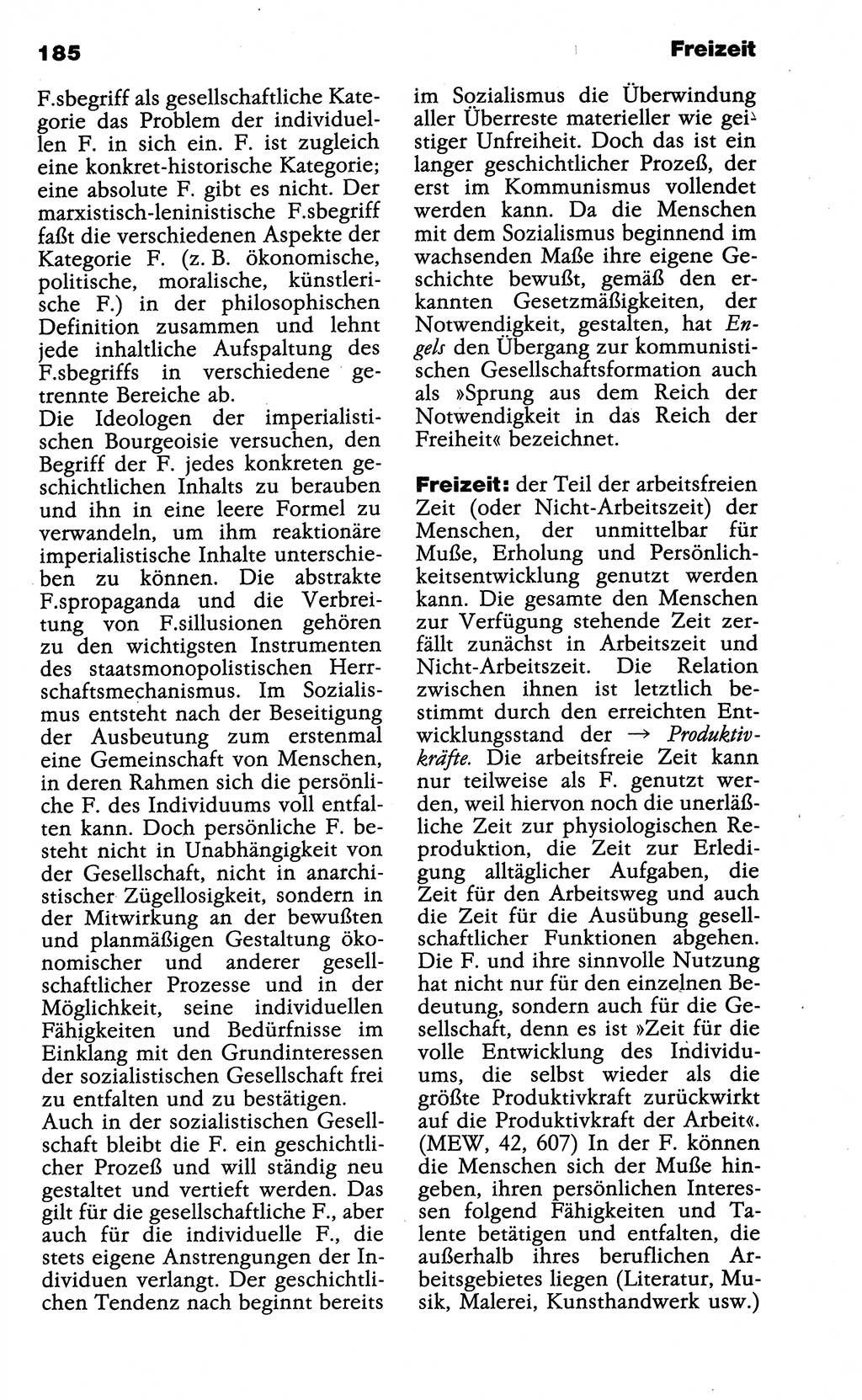 Wörterbuch der marxistisch-leninistischen Philosophie [Deutsche Demokratische Republik (DDR)] 1985, Seite 185 (Wb. ML Phil. DDR 1985, S. 185)