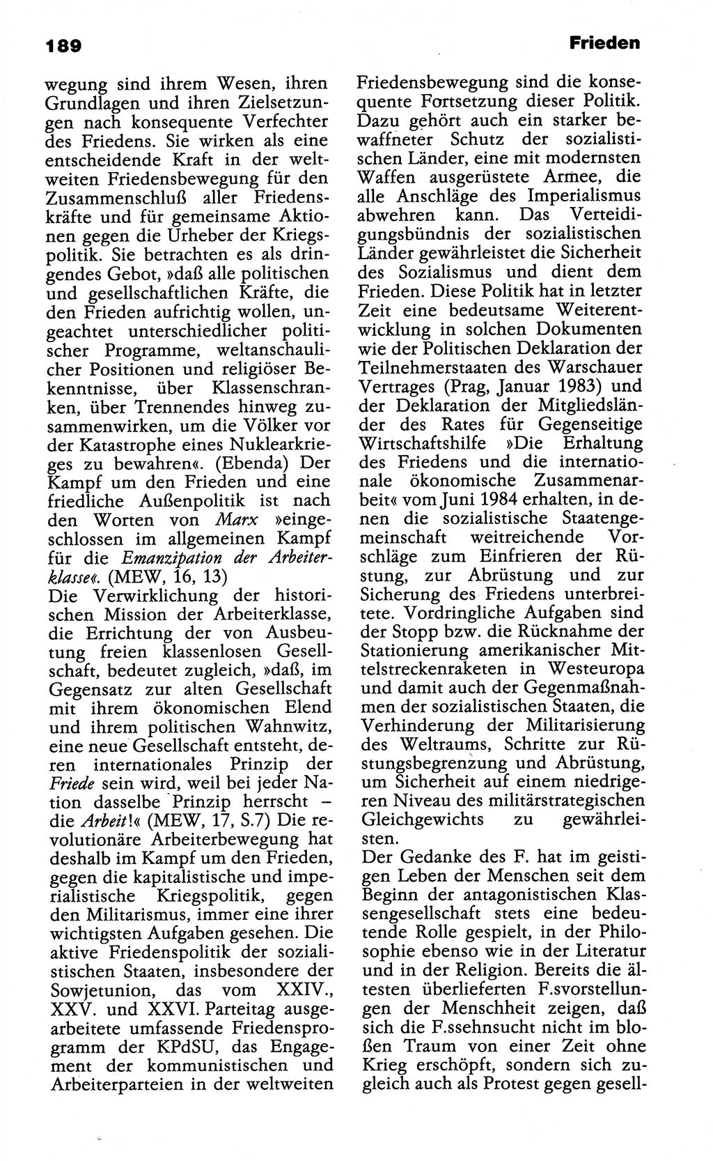 Wörterbuch der marxistisch-leninistischen Philosophie [Deutsche Demokratische Republik (DDR)] 1985, Seite 189 (Wb. ML Phil. DDR 1985, S. 189)