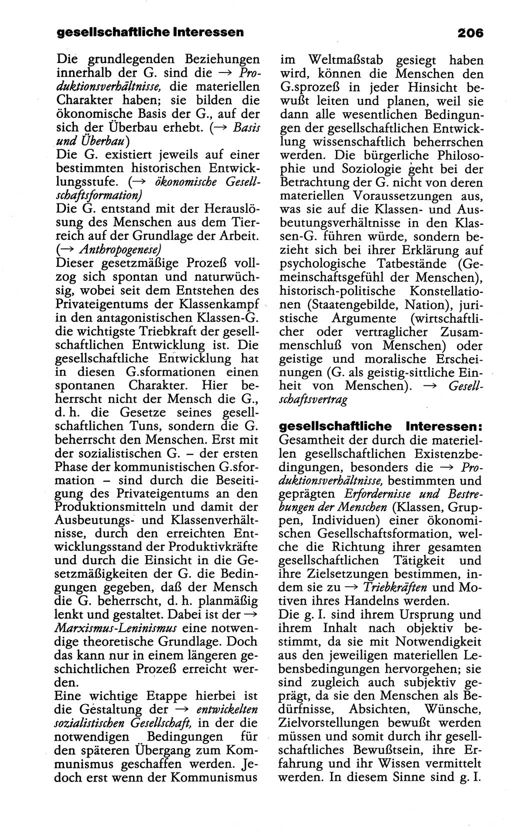 Wörterbuch der marxistisch-leninistischen Philosophie [Deutsche Demokratische Republik (DDR)] 1985, Seite 206 (Wb. ML Phil. DDR 1985, S. 206)
