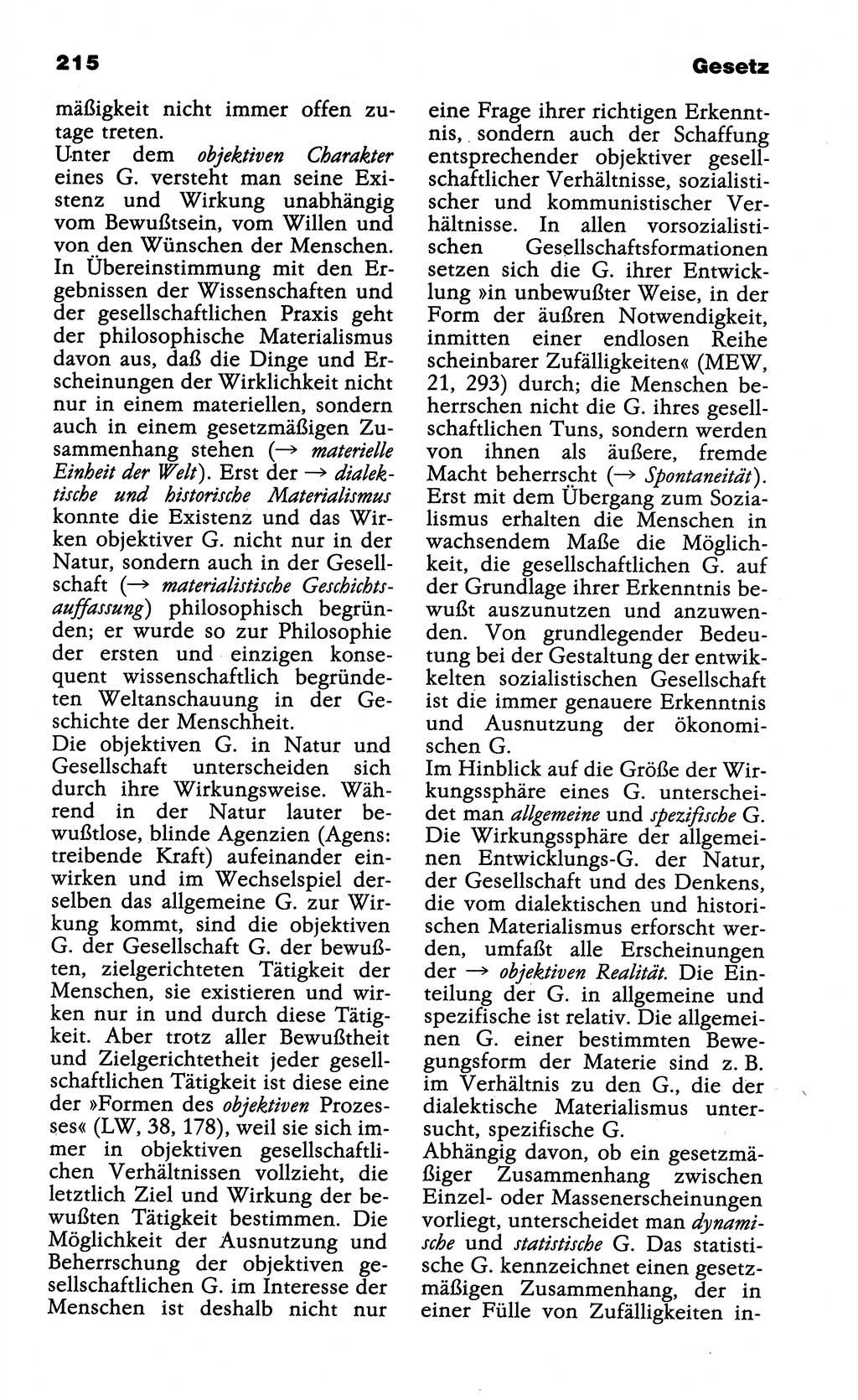 Wörterbuch der marxistisch-leninistischen Philosophie [Deutsche Demokratische Republik (DDR)] 1985, Seite 215 (Wb. ML Phil. DDR 1985, S. 215)