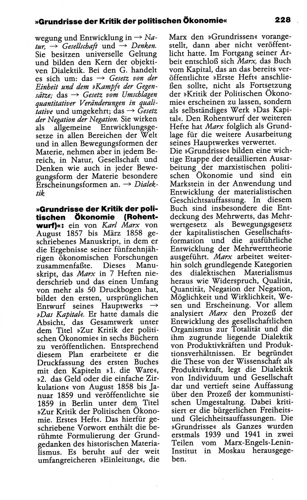 Wörterbuch der marxistisch-leninistischen Philosophie [Deutsche Demokratische Republik (DDR)] 1985, Seite 228 (Wb. ML Phil. DDR 1985, S. 228)