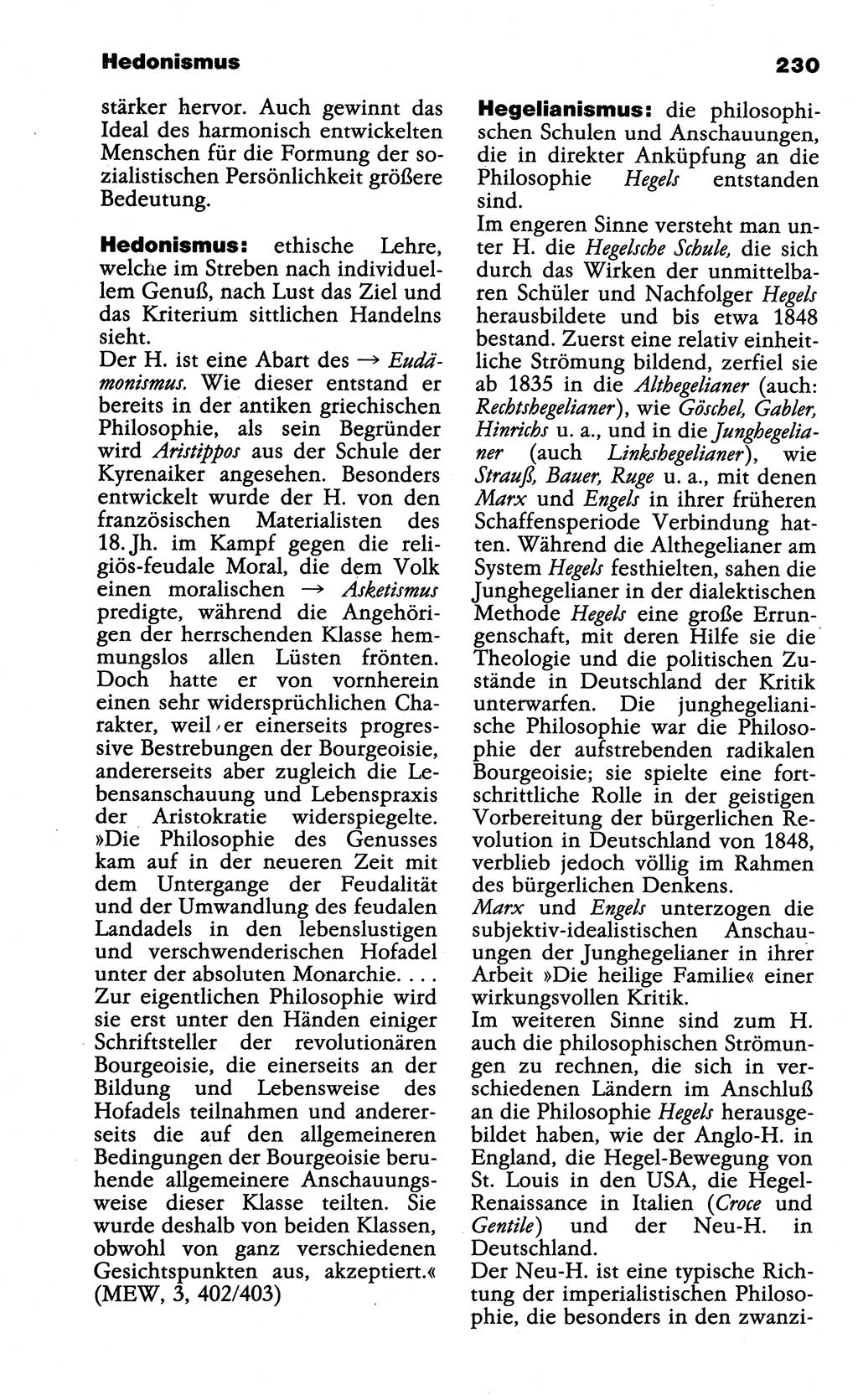 Wörterbuch der marxistisch-leninistischen Philosophie [Deutsche Demokratische Republik (DDR)] 1985, Seite 230 (Wb. ML Phil. DDR 1985, S. 230)