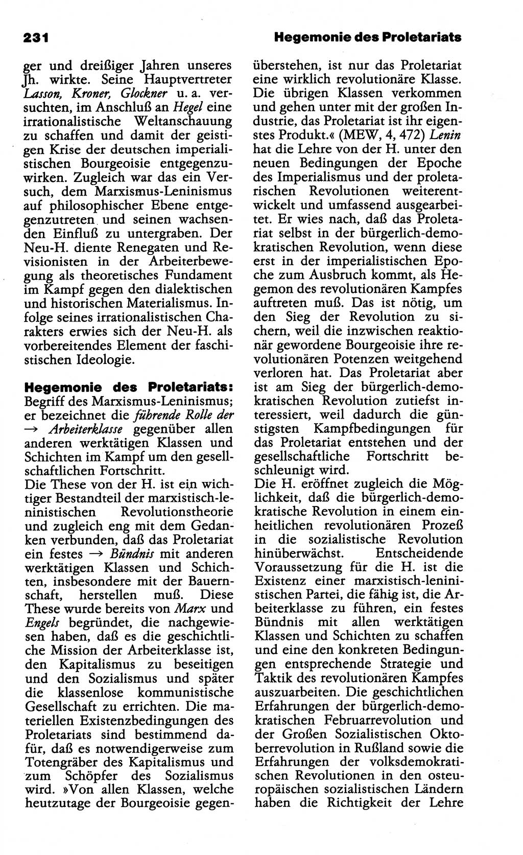 Wörterbuch der marxistisch-leninistischen Philosophie [Deutsche Demokratische Republik (DDR)] 1985, Seite 231 (Wb. ML Phil. DDR 1985, S. 231)