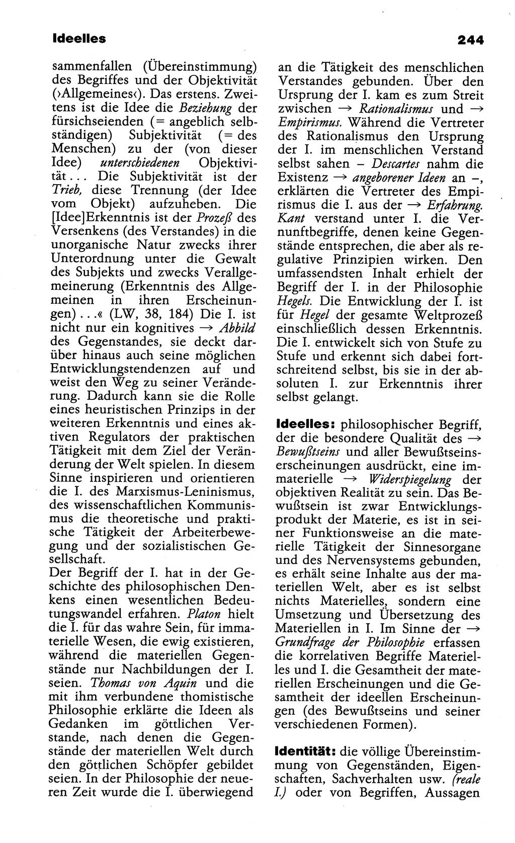 Wörterbuch der marxistisch-leninistischen Philosophie [Deutsche Demokratische Republik (DDR)] 1985, Seite 244 (Wb. ML Phil. DDR 1985, S. 244)