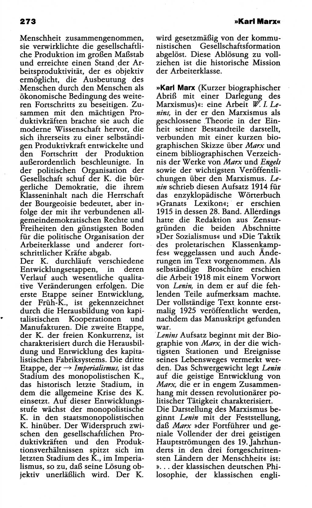 Wörterbuch der marxistisch-leninistischen Philosophie [Deutsche Demokratische Republik (DDR)] 1985, Seite 273 (Wb. ML Phil. DDR 1985, S. 273)