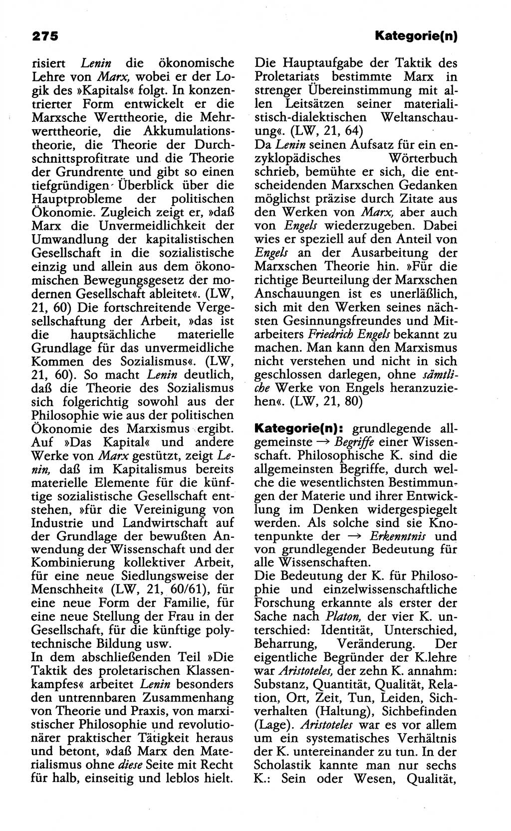 WÃ¶rterbuch der marxistisch-leninistischen Philosophie [Deutsche Demokratische Republik (DDR)] 1985, Seite 275 (Wb. ML Phil. DDR 1985, S. 275)