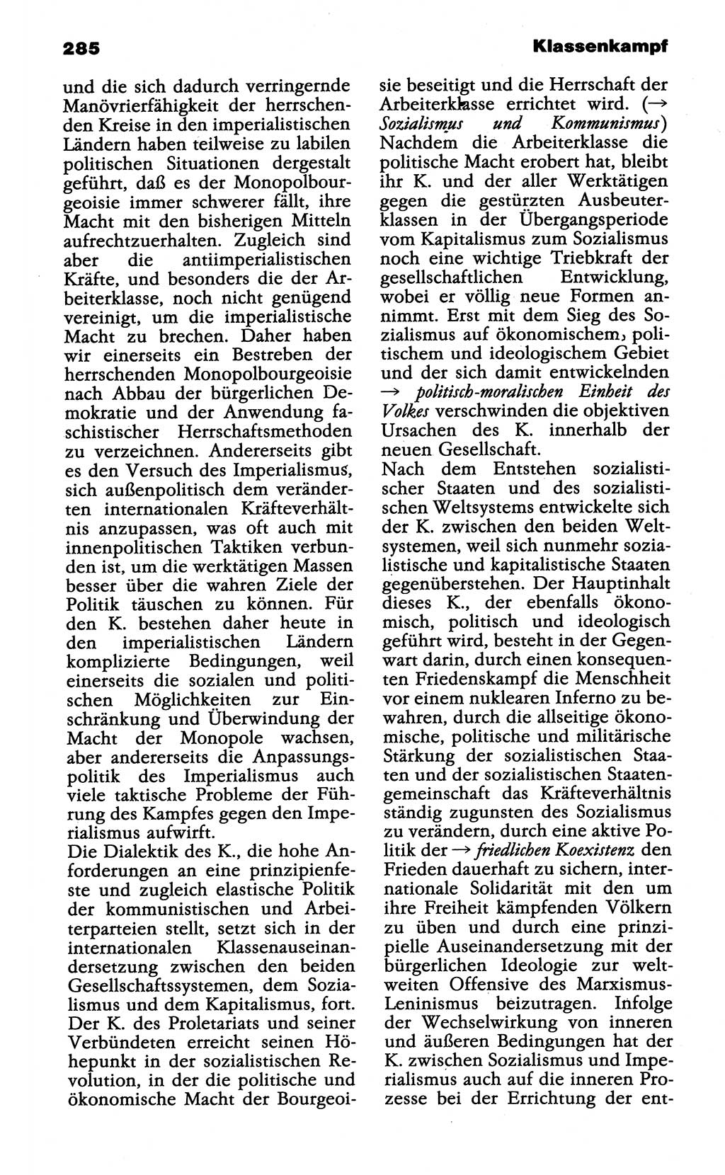 Wörterbuch der marxistisch-leninistischen Philosophie [Deutsche Demokratische Republik (DDR)] 1985, Seite 285 (Wb. ML Phil. DDR 1985, S. 285)