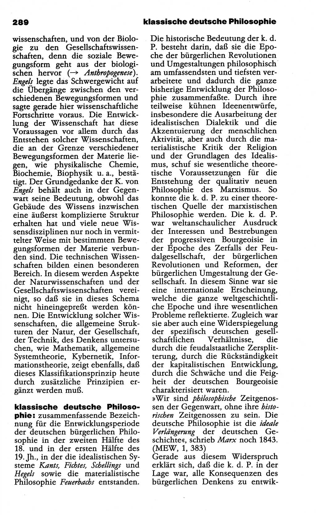 Wörterbuch der marxistisch-leninistischen Philosophie [Deutsche Demokratische Republik (DDR)] 1985, Seite 289 (Wb. ML Phil. DDR 1985, S. 289)