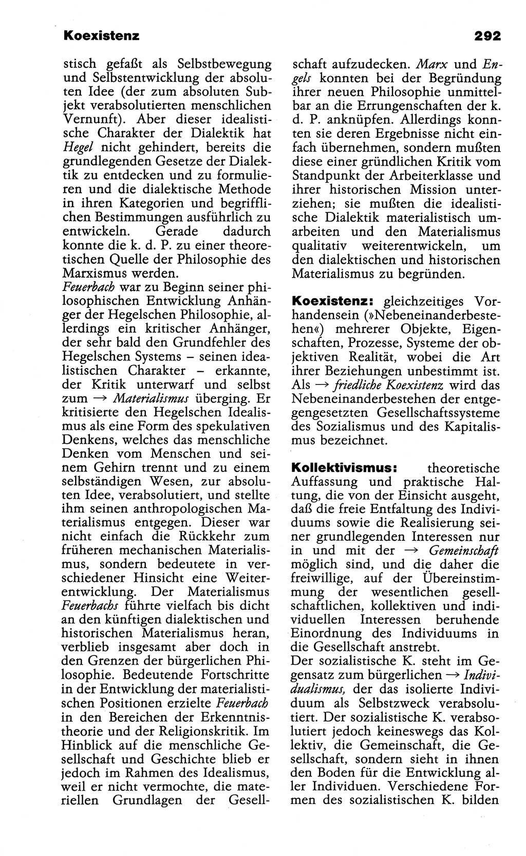 Wörterbuch der marxistisch-leninistischen Philosophie [Deutsche Demokratische Republik (DDR)] 1985, Seite 292 (Wb. ML Phil. DDR 1985, S. 292)