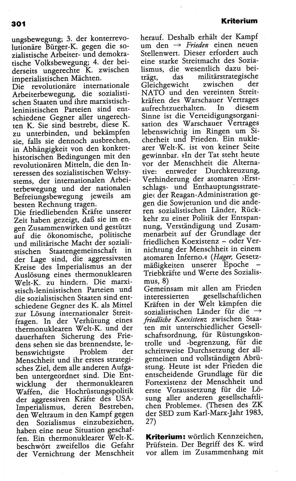 Wörterbuch der marxistisch-leninistischen Philosophie [Deutsche Demokratische Republik (DDR)] 1985, Seite 301 (Wb. ML Phil. DDR 1985, S. 301)