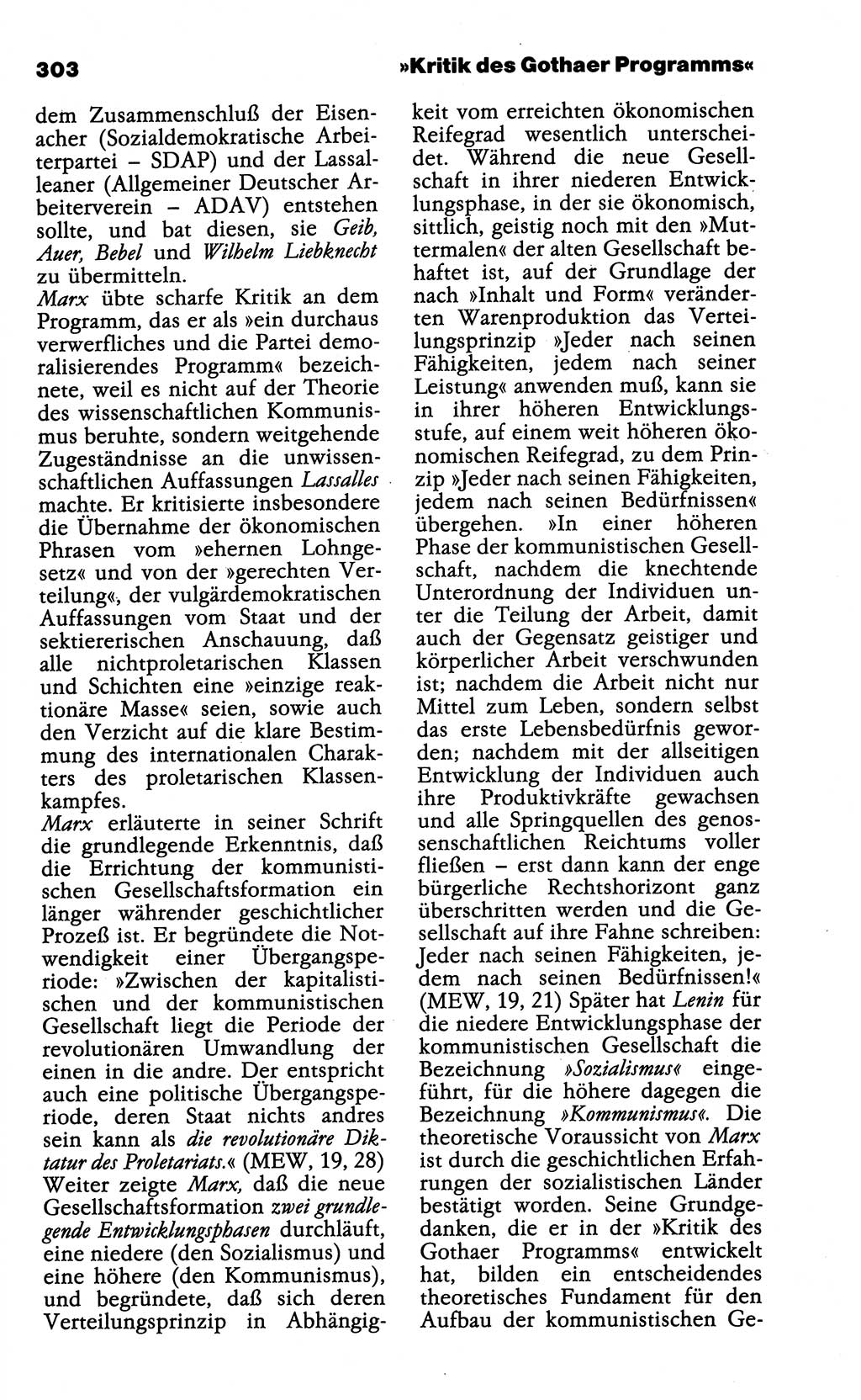 Wörterbuch der marxistisch-leninistischen Philosophie [Deutsche Demokratische Republik (DDR)] 1985, Seite 303 (Wb. ML Phil. DDR 1985, S. 303)