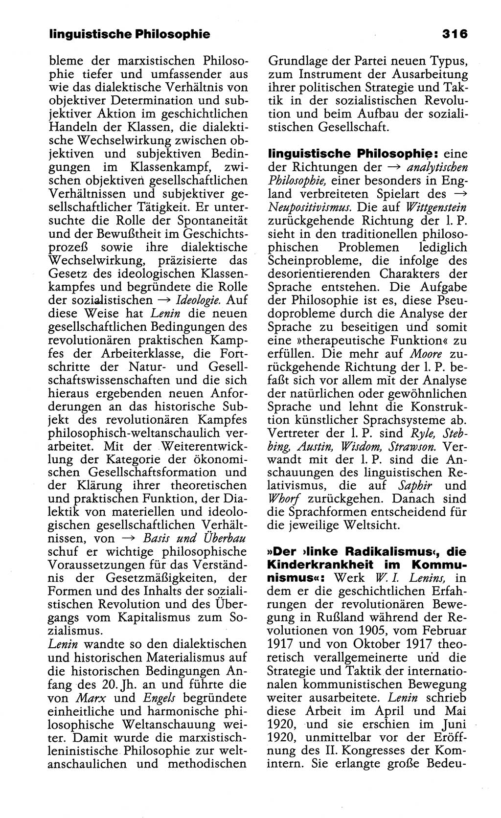 Wörterbuch der marxistisch-leninistischen Philosophie [Deutsche Demokratische Republik (DDR)] 1985, Seite 316 (Wb. ML Phil. DDR 1985, S. 316)