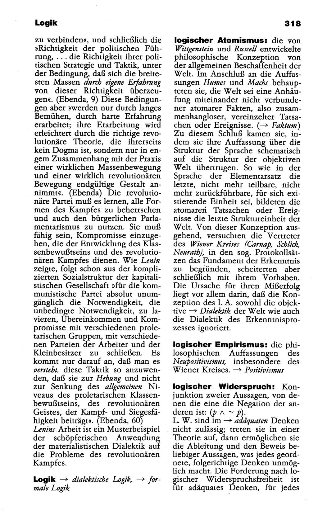 Wörterbuch der marxistisch-leninistischen Philosophie [Deutsche Demokratische Republik (DDR)] 1985, Seite 318 (Wb. ML Phil. DDR 1985, S. 318)