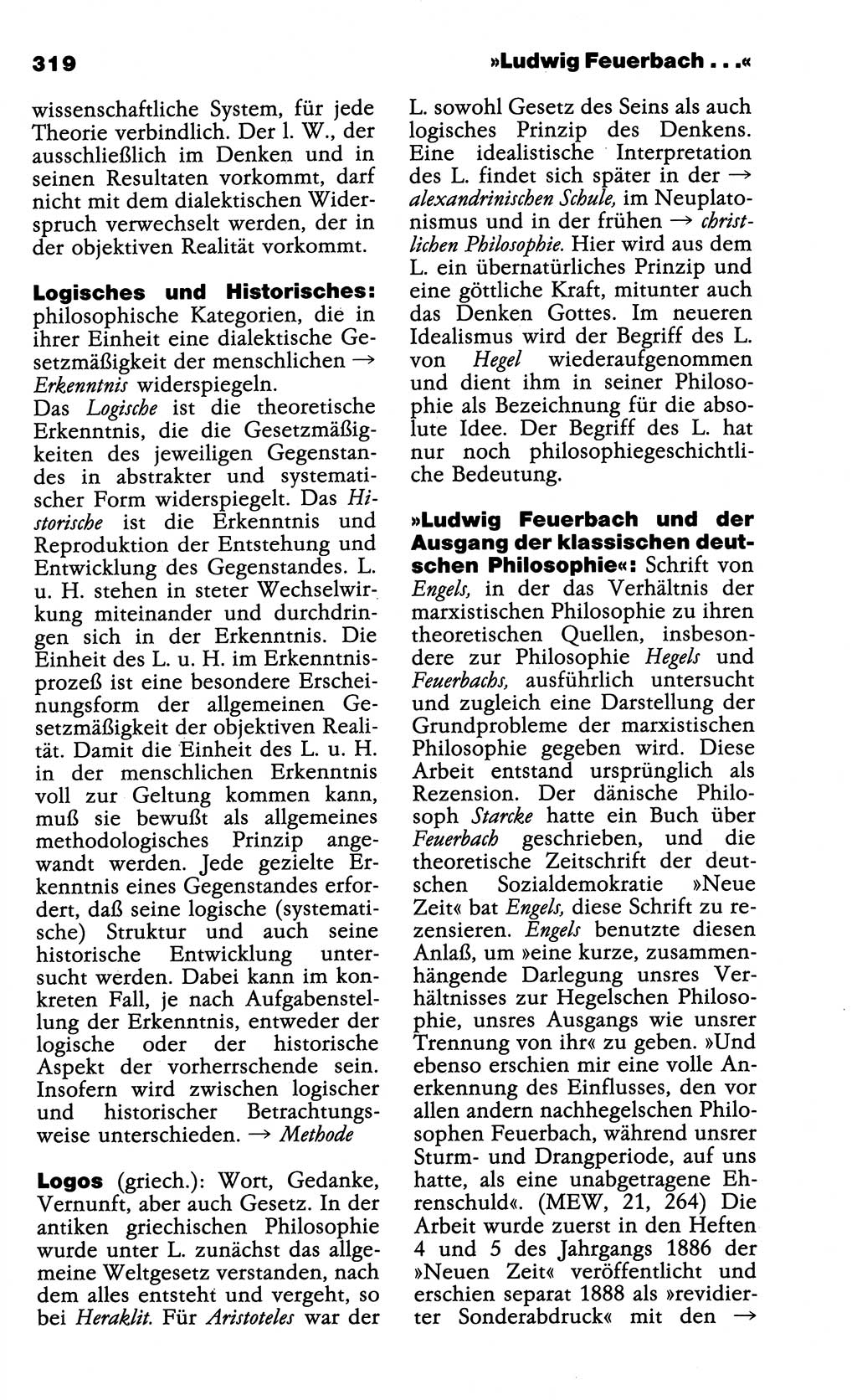 Wörterbuch der marxistisch-leninistischen Philosophie [Deutsche Demokratische Republik (DDR)] 1985, Seite 319 (Wb. ML Phil. DDR 1985, S. 319)