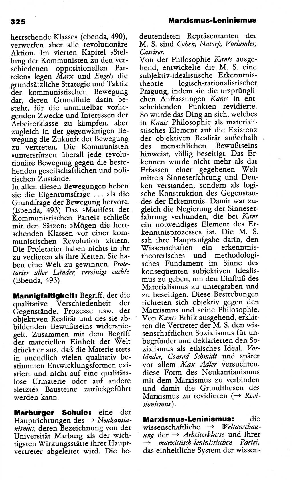 Wörterbuch der marxistisch-leninistischen Philosophie [Deutsche Demokratische Republik (DDR)] 1985, Seite 325 (Wb. ML Phil. DDR 1985, S. 325)