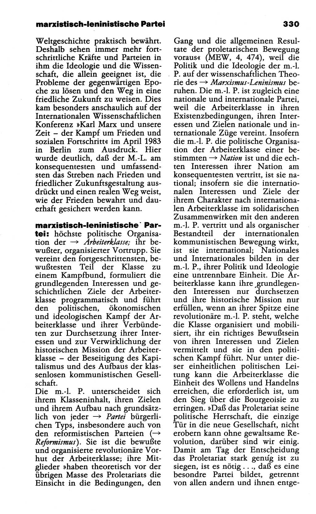Wörterbuch der marxistisch-leninistischen Philosophie [Deutsche Demokratische Republik (DDR)] 1985, Seite 330 (Wb. ML Phil. DDR 1985, S. 330)