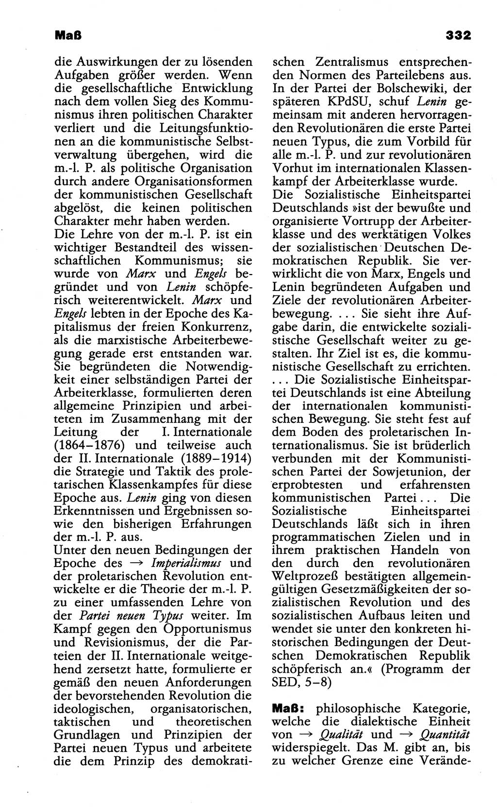 Wörterbuch der marxistisch-leninistischen Philosophie [Deutsche Demokratische Republik (DDR)] 1985, Seite 332 (Wb. ML Phil. DDR 1985, S. 332)