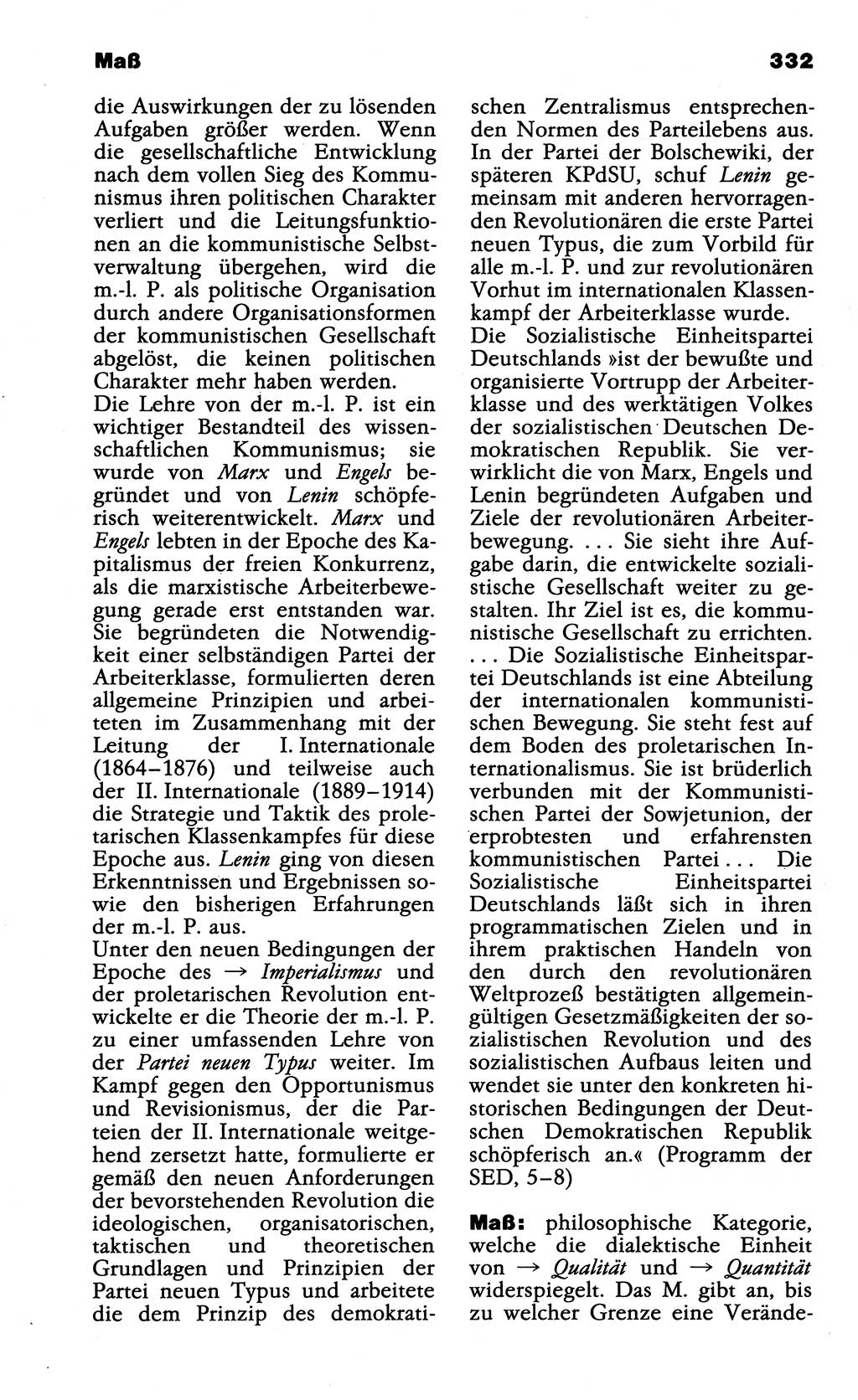 Wörterbuch der marxistisch-leninistischen Philosophie [Deutsche Demokratische Republik (DDR)] 1985, Seite 332 (Wb. ML Phil. DDR 1985, S. 332)