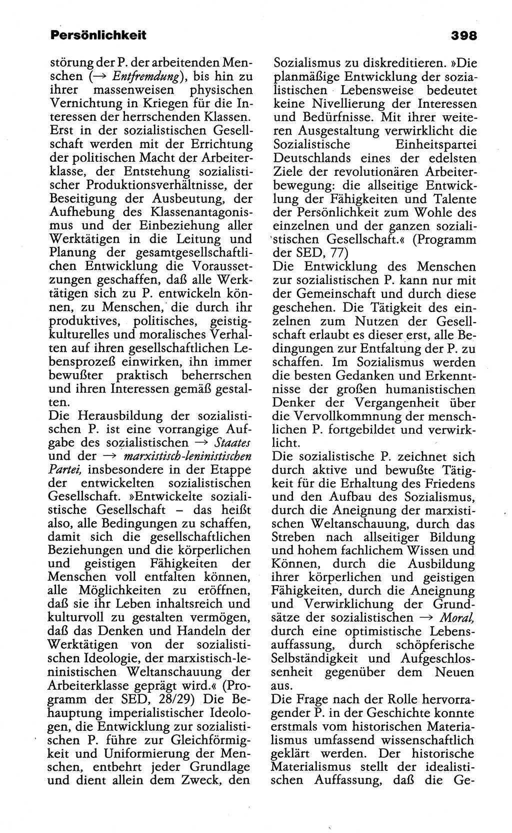 Wörterbuch der marxistisch-leninistischen Philosophie [Deutsche Demokratische Republik (DDR)] 1985, Seite 398 (Wb. ML Phil. DDR 1985, S. 398)