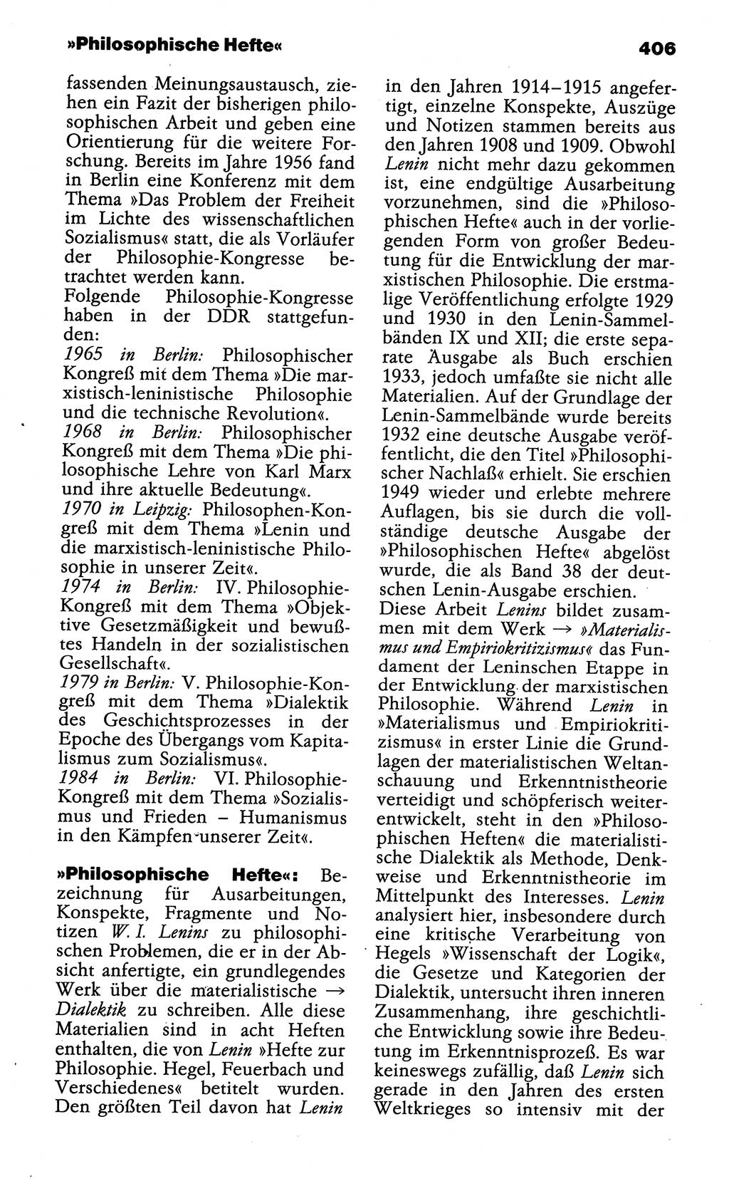 Wörterbuch der marxistisch-leninistischen Philosophie [Deutsche Demokratische Republik (DDR)] 1985, Seite 406 (Wb. ML Phil. DDR 1985, S. 406)
