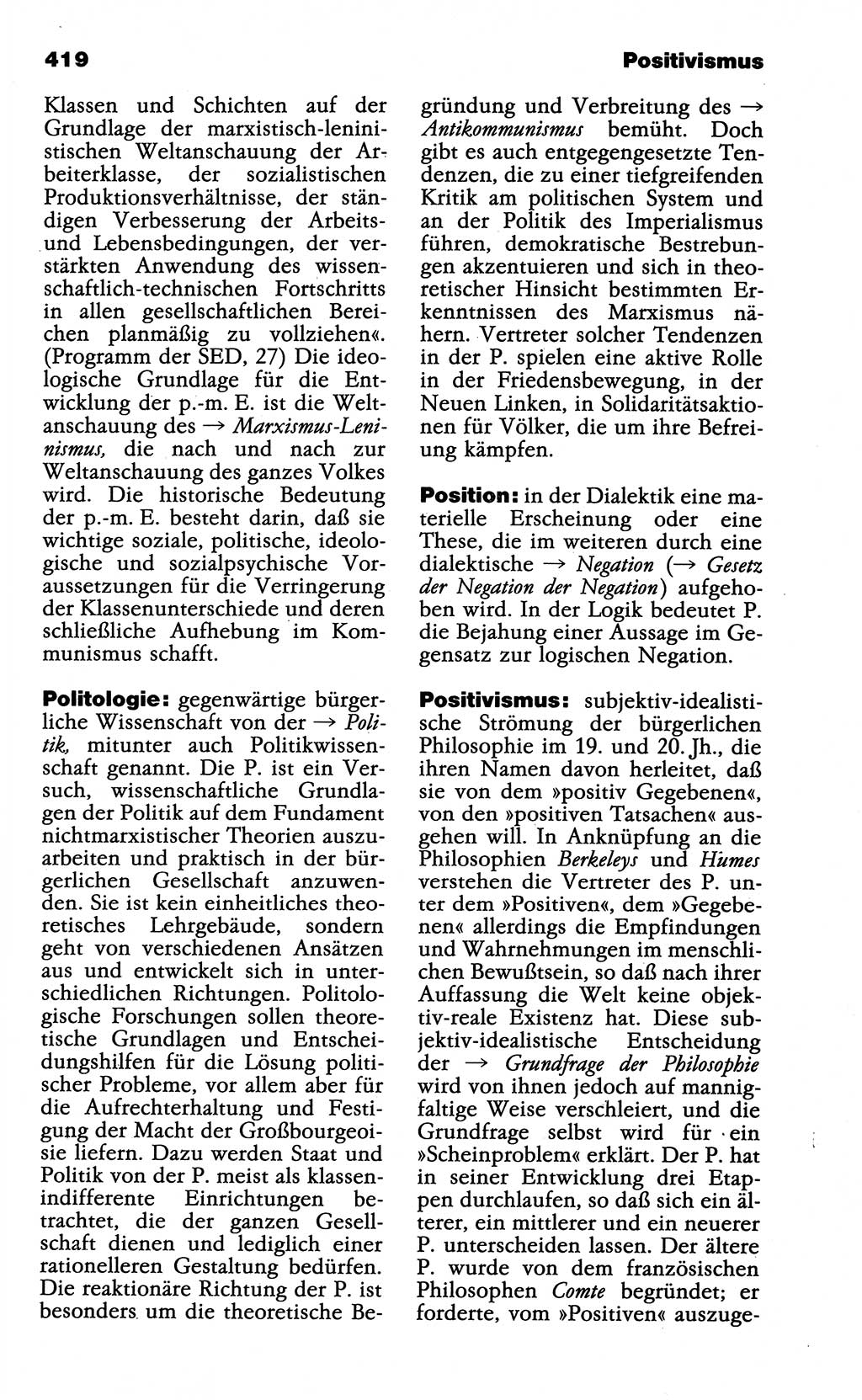 Wörterbuch der marxistisch-leninistischen Philosophie [Deutsche Demokratische Republik (DDR)] 1985, Seite 419 (Wb. ML Phil. DDR 1985, S. 419)