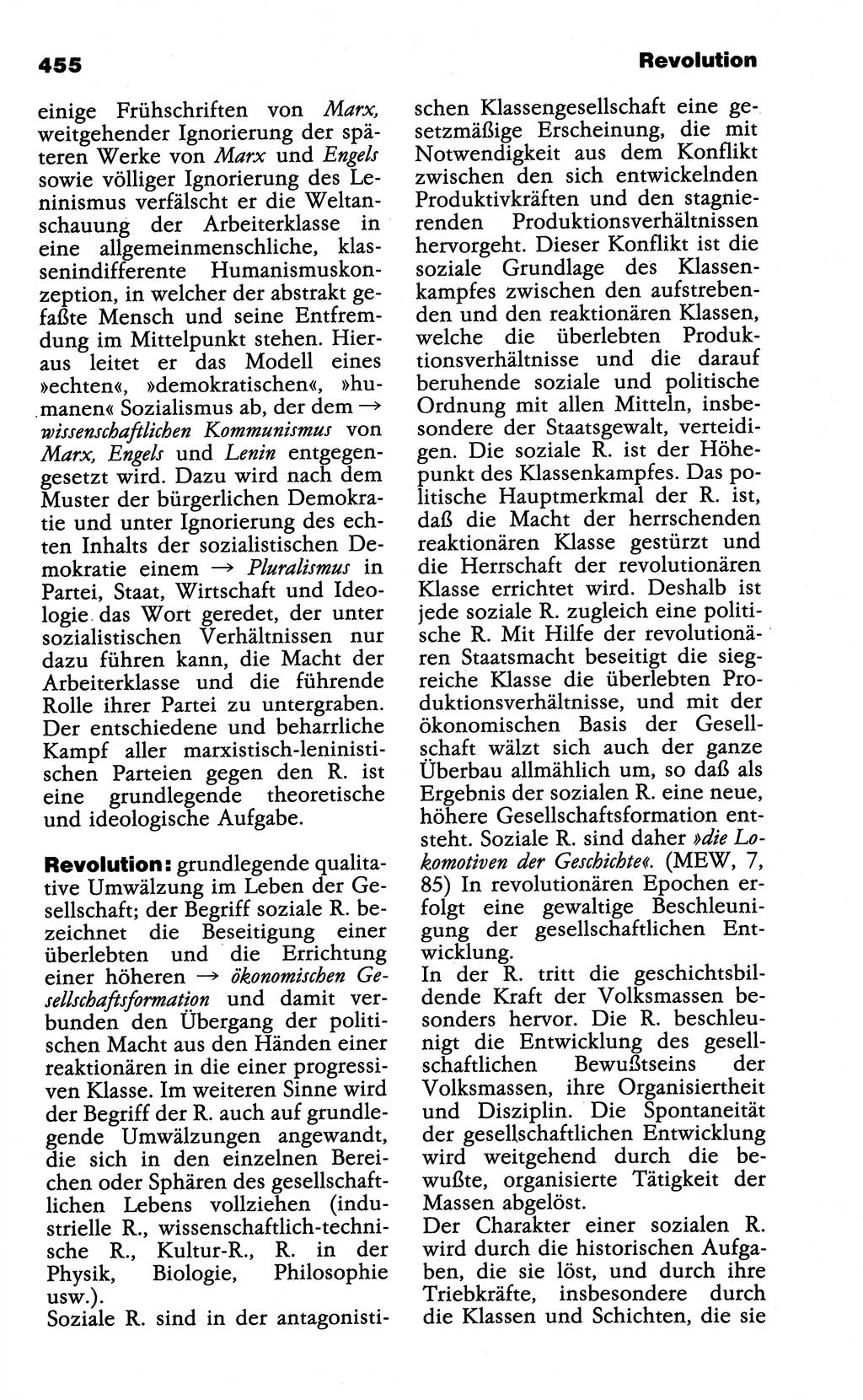 Wörterbuch der marxistisch-leninistischen Philosophie [Deutsche Demokratische Republik (DDR)] 1985, Seite 455 (Wb. ML Phil. DDR 1985, S. 455)