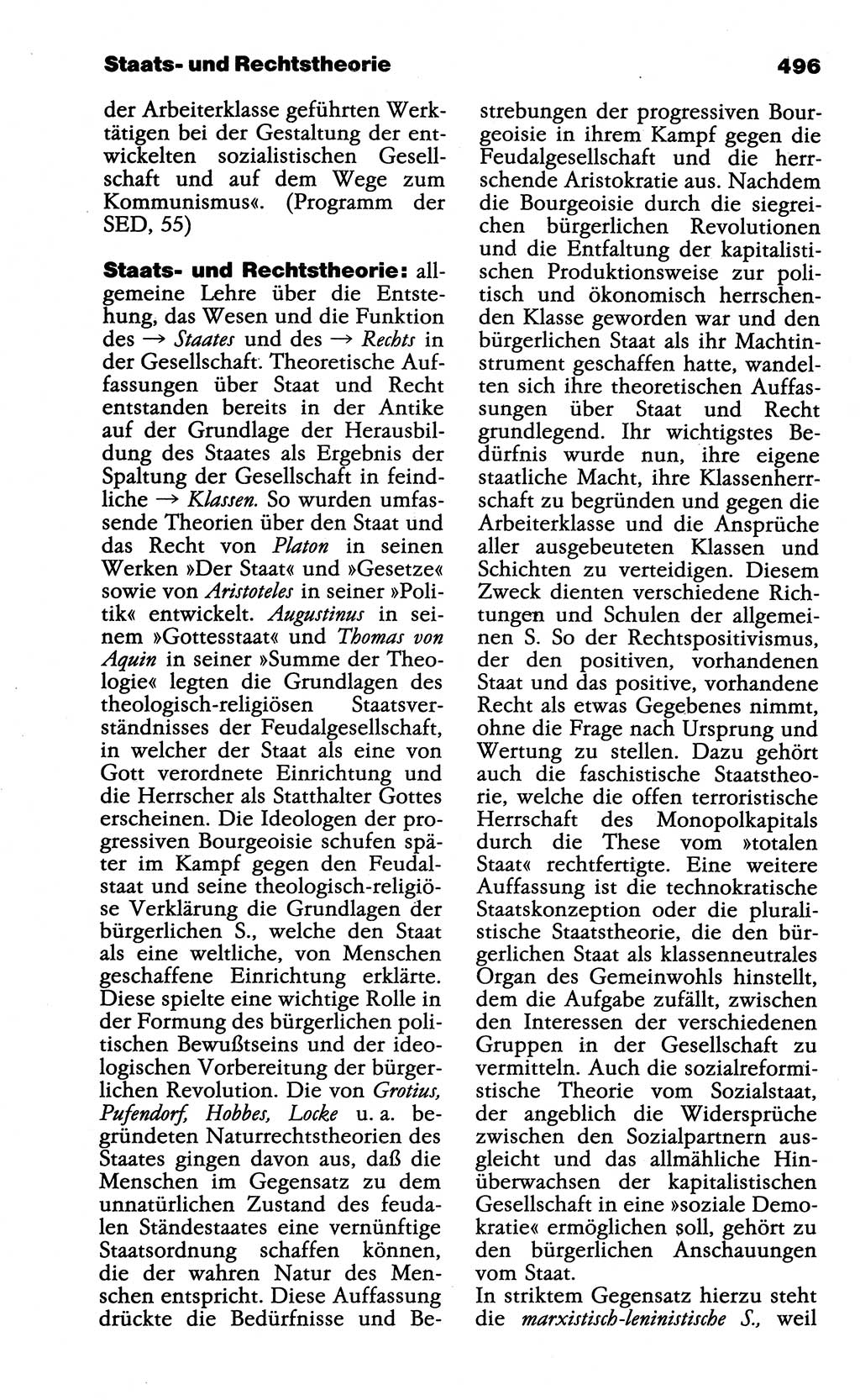 Wörterbuch der marxistisch-leninistischen Philosophie [Deutsche Demokratische Republik (DDR)] 1985, Seite 496 (Wb. ML Phil. DDR 1985, S. 496)