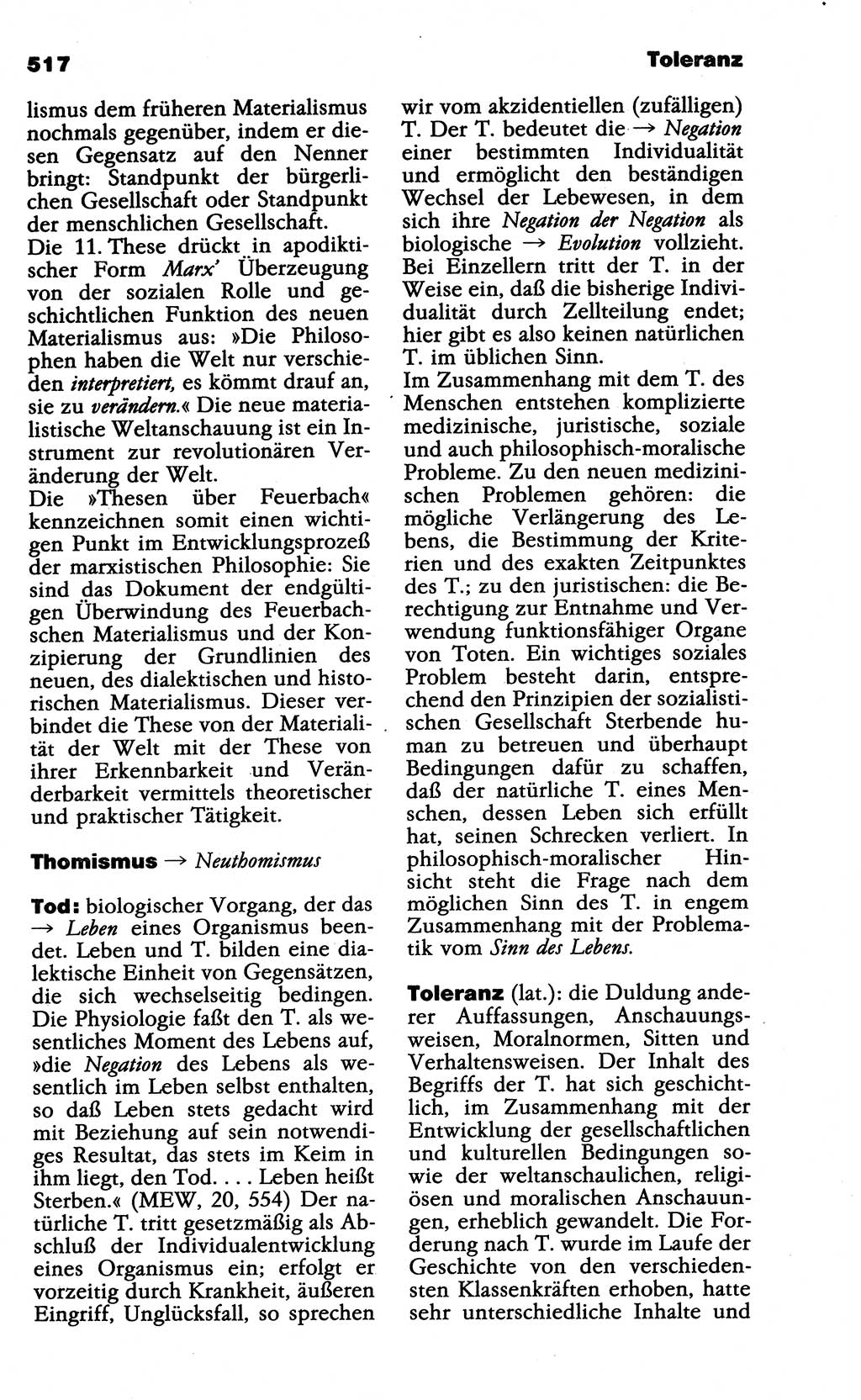 Wörterbuch der marxistisch-leninistischen Philosophie [Deutsche Demokratische Republik (DDR)] 1985, Seite 517 (Wb. ML Phil. DDR 1985, S. 517)