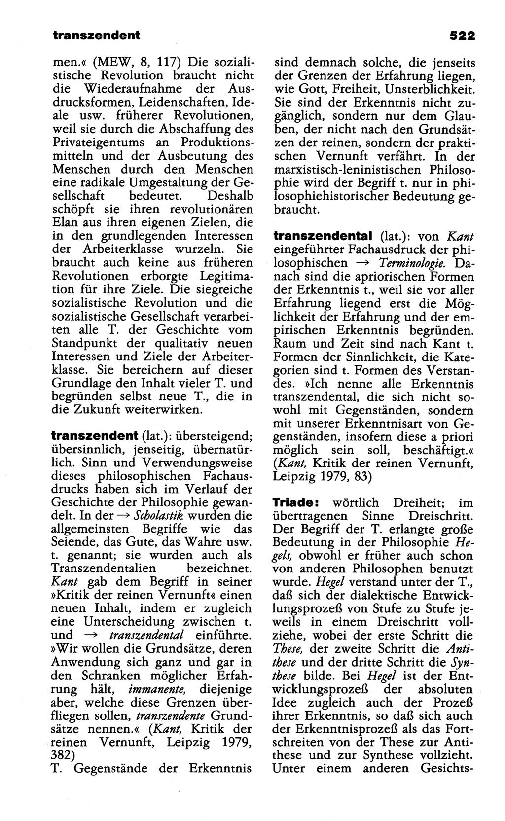 Wörterbuch der marxistisch-leninistischen Philosophie [Deutsche Demokratische Republik (DDR)] 1985, Seite 522 (Wb. ML Phil. DDR 1985, S. 522)