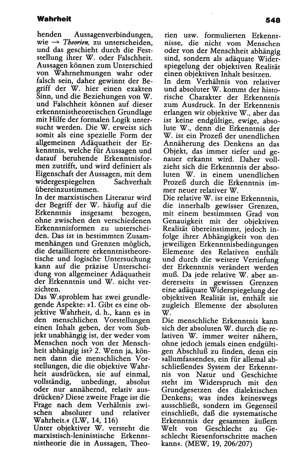 Wörterbuch der marxistisch-leninistischen Philosophie [Deutsche Demokratische Republik (DDR)] 1985, Seite 548 (Wb. ML Phil. DDR 1985, S. 548)