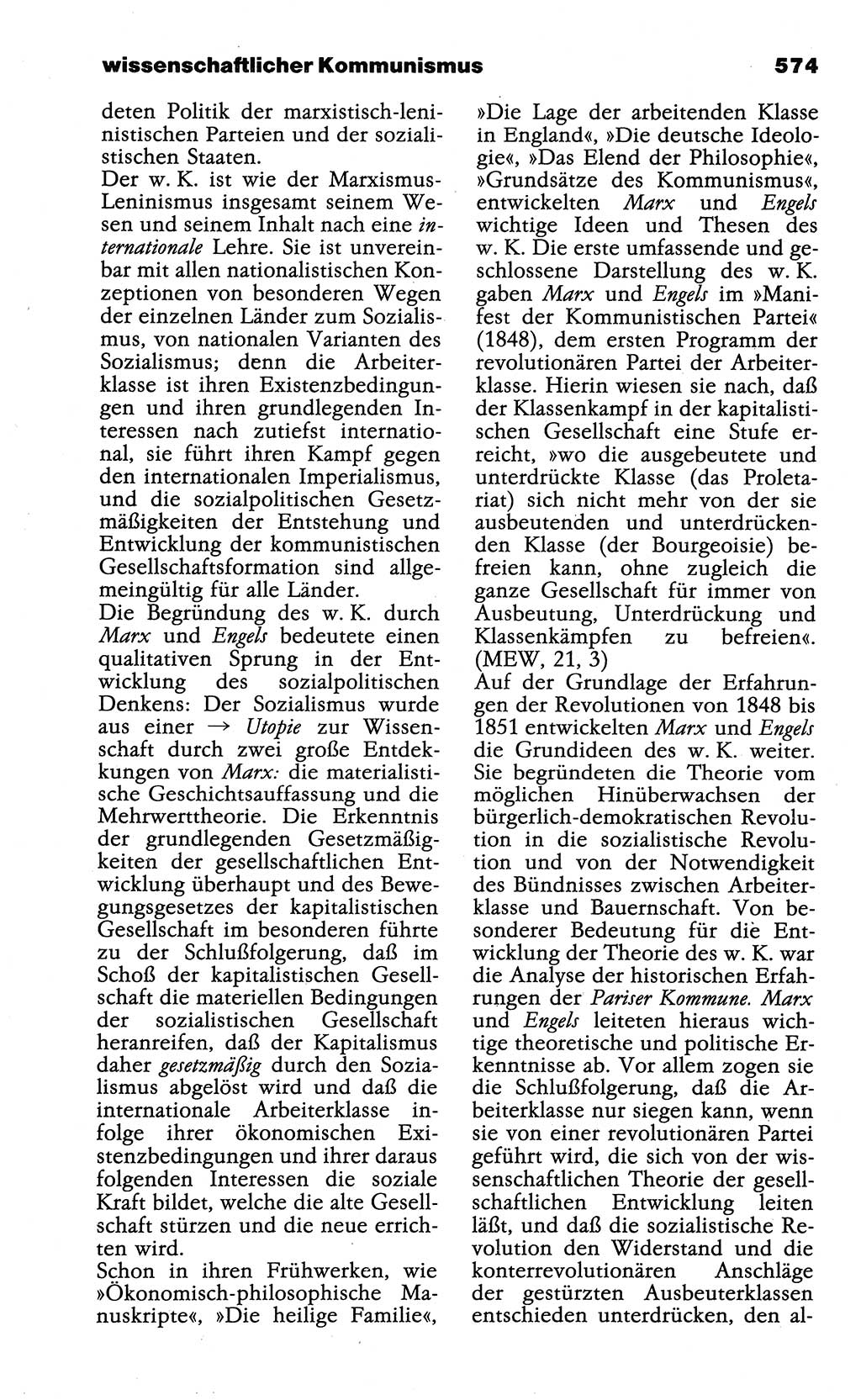 Wörterbuch der marxistisch-leninistischen Philosophie [Deutsche Demokratische Republik (DDR)] 1985, Seite 574 (Wb. ML Phil. DDR 1985, S. 574)