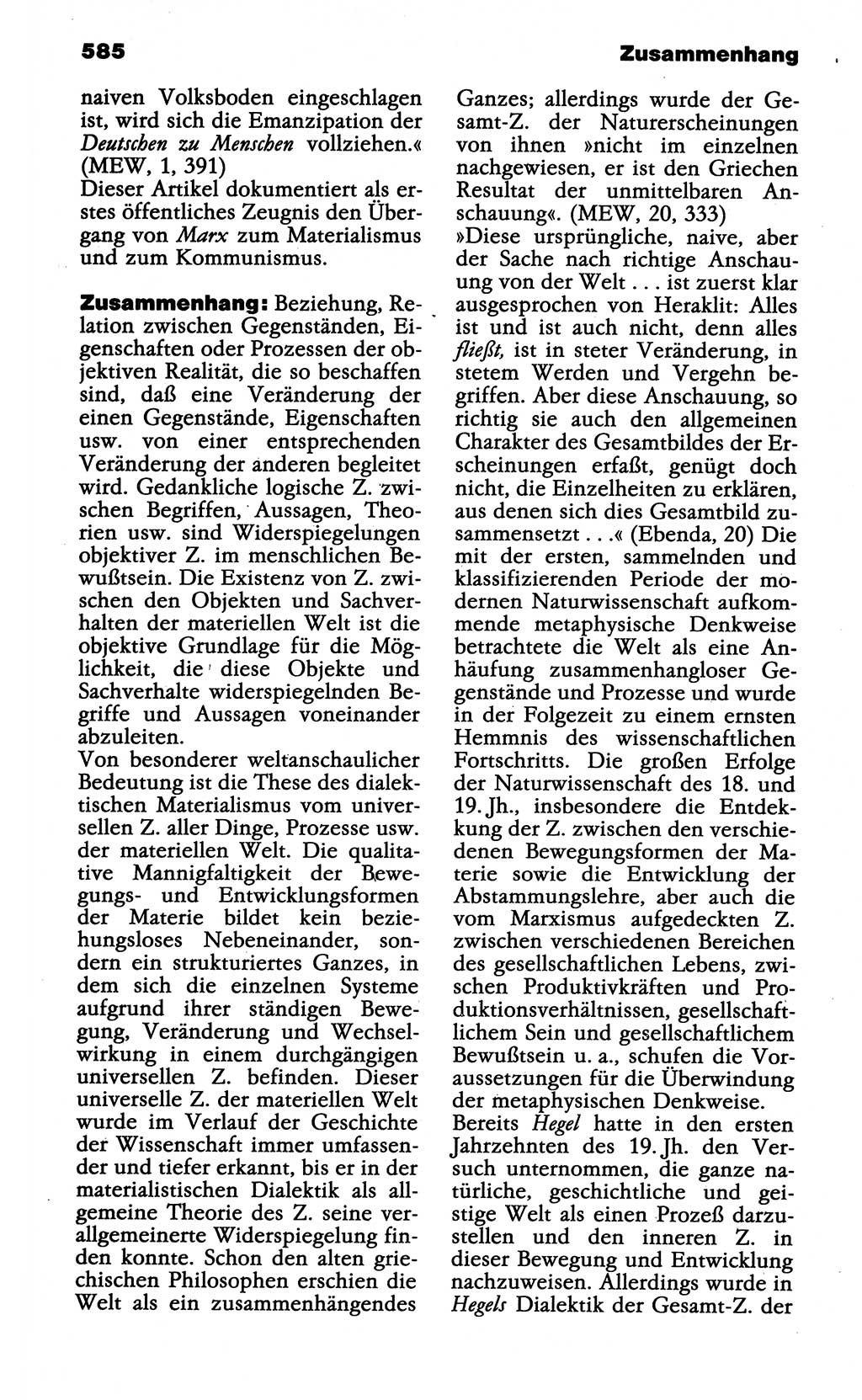 Wörterbuch der marxistisch-leninistischen Philosophie [Deutsche Demokratische Republik (DDR)] 1985, Seite 585 (Wb. ML Phil. DDR 1985, S. 585)