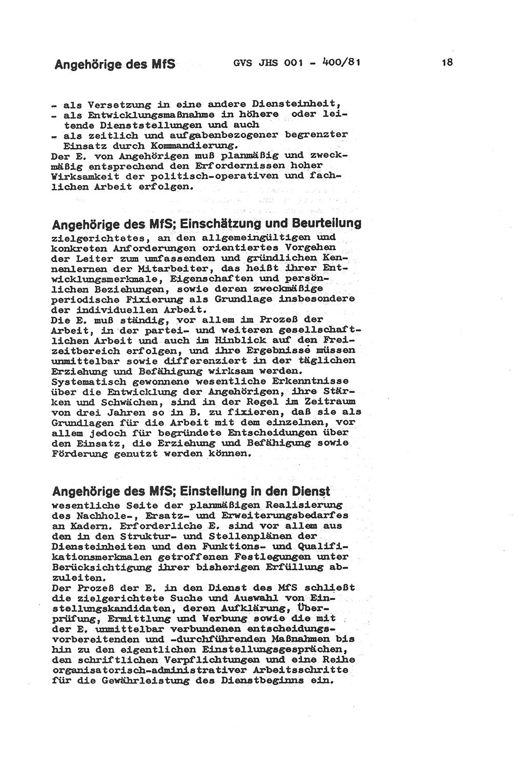 Wörterbuch der politisch-operativen Arbeit, Ministerium für Staatssicherheit (MfS) [Deutsche Demokratische Republik (DDR)], Juristische Hochschule (JHS), Geheime Verschlußsache (GVS) o001-400/81, Potsdam 1985, Blatt 18 (Wb. pol.-op. Arb. MfS DDR JHS GVS o001-400/81 1985, Bl. 18)