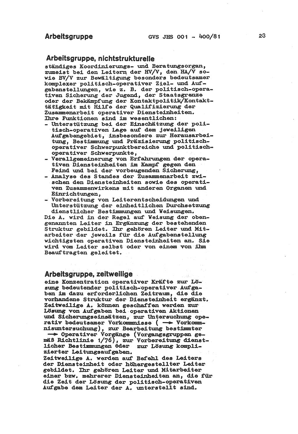 Wörterbuch der politisch-operativen Arbeit, Ministerium für Staatssicherheit (MfS) [Deutsche Demokratische Republik (DDR)], Juristische Hochschule (JHS), Geheime Verschlußsache (GVS) o001-400/81, Potsdam 1985, Blatt 28 (Wb. pol.-op. Arb. MfS DDR JHS GVS o001-400/81 1985, Bl. 28)