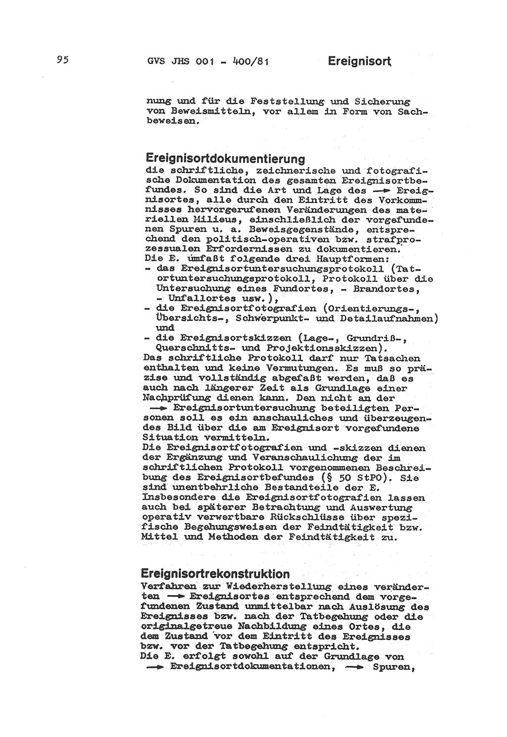 Wörterbuch der politisch-operativen Arbeit, Ministerium für Staatssicherheit (MfS) [Deutsche Demokratische Republik (DDR)], Juristische Hochschule (JHS), Geheime Verschlußsache (GVS) o001-400/81, Potsdam 1985, Blatt 95 (Wb. pol.-op. Arb. MfS DDR JHS GVS o001-400/81 1985, Bl. 95)