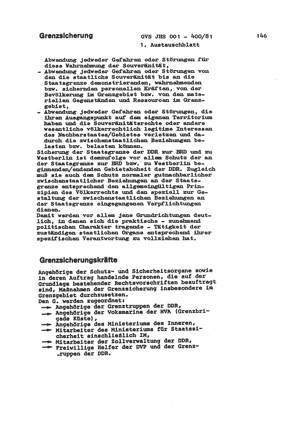 Wörterbuch der politisch-operativen Arbeit, Ministerium für Staatssicherheit (MfS) [Deutsche Demokratische Republik (DDR)], Juristische Hochschule (JHS), Geheime Verschlußsache (GVS) o001-400/81, Potsdam 1985, Blatt 146 (Wb. pol.-op. Arb. MfS DDR JHS GVS o001-400/81 1985, Bl. 146)