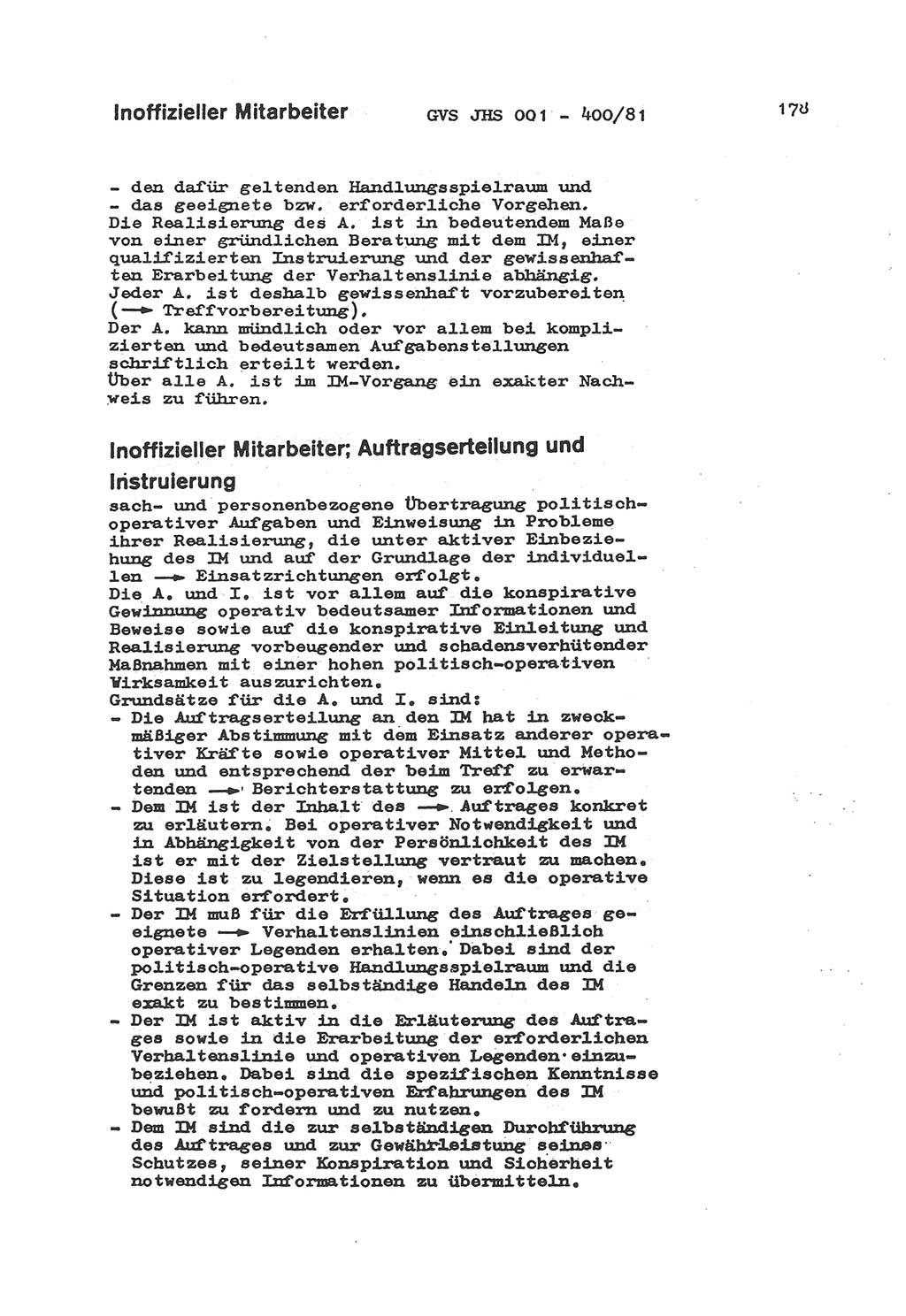 Wörterbuch der politisch-operativen Arbeit, Ministerium für Staatssicherheit (MfS) [Deutsche Demokratische Republik (DDR)], Juristische Hochschule (JHS), Geheime Verschlußsache (GVS) o001-400/81, Potsdam 1985, Blatt 178 (Wb. pol.-op. Arb. MfS DDR JHS GVS o001-400/81 1985, Bl. 178)