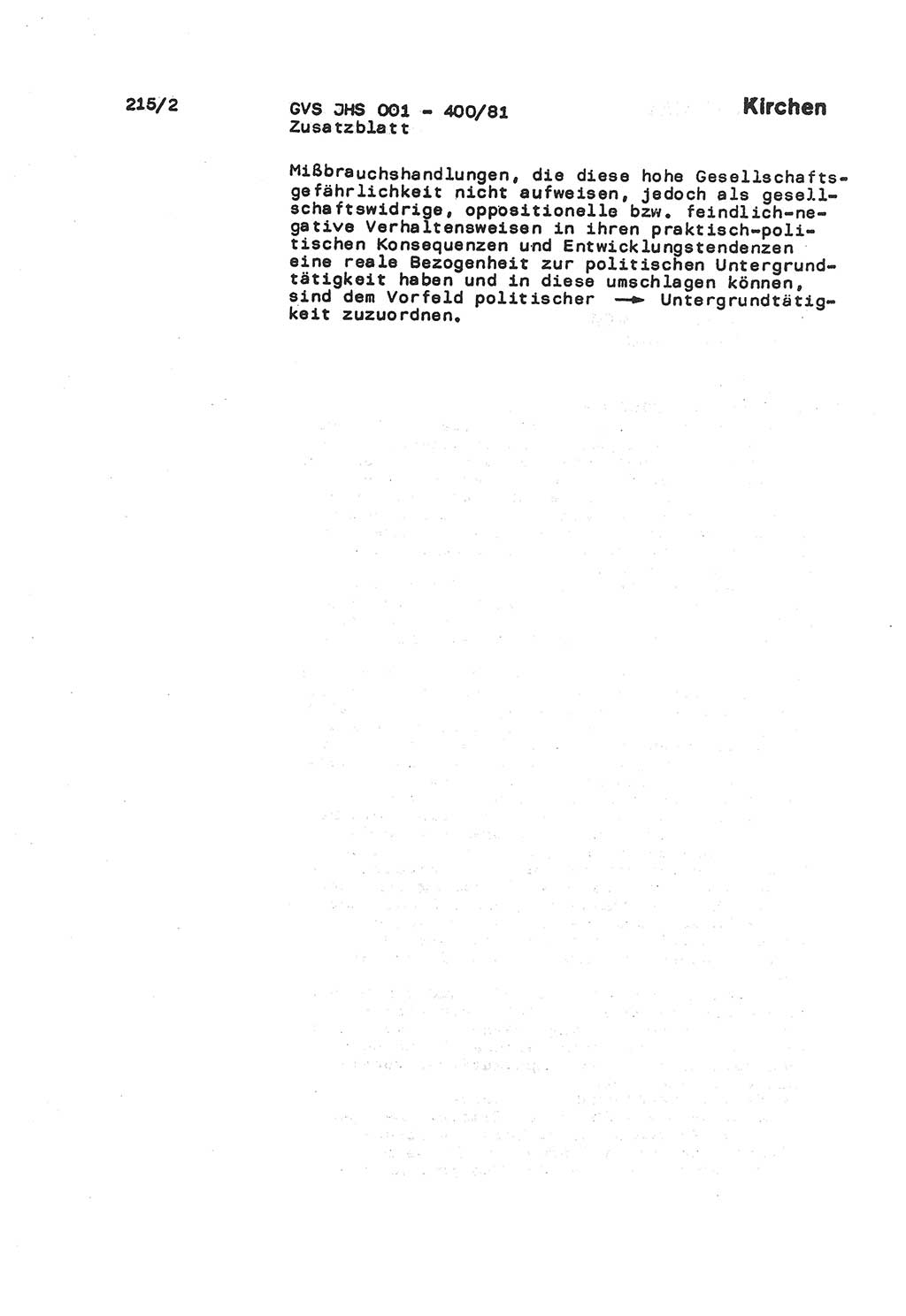 Wörterbuch der politisch-operativen Arbeit, Ministerium für Staatssicherheit (MfS) [Deutsche Demokratische Republik (DDR)], Juristische Hochschule (JHS), Geheime Verschlußsache (GVS) o001-400/81, Potsdam 1985, Blatt 215/2 (Wb. pol.-op. Arb. MfS DDR JHS GVS o001-400/81 1985, Bl. 215/2)