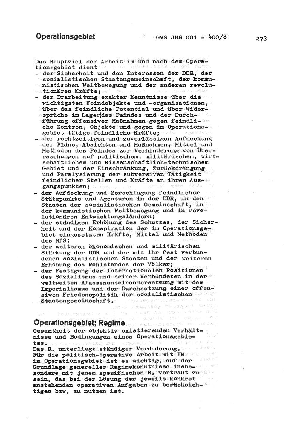 Wörterbuch der politisch-operativen Arbeit, Ministerium für Staatssicherheit (MfS) [Deutsche Demokratische Republik (DDR)], Juristische Hochschule (JHS), Geheime Verschlußsache (GVS) o001-400/81, Potsdam 1985, Blatt 278 (Wb. pol.-op. Arb. MfS DDR JHS GVS o001-400/81 1985, Bl. 278)