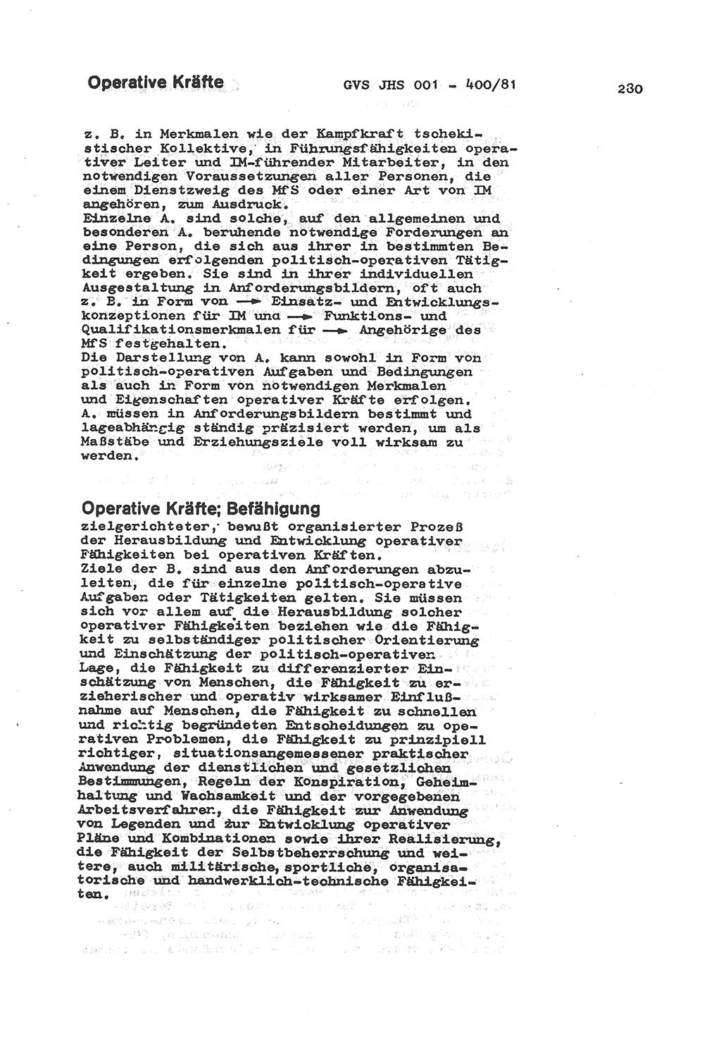 Wörterbuch der politisch-operativen Arbeit, Ministerium für Staatssicherheit (MfS) [Deutsche Demokratische Republik (DDR)], Juristische Hochschule (JHS), Geheime Verschlußsache (GVS) o001-400/81, Potsdam 1985, Blatt 280 (Wb. pol.-op. Arb. MfS DDR JHS GVS o001-400/81 1985, Bl. 280)
