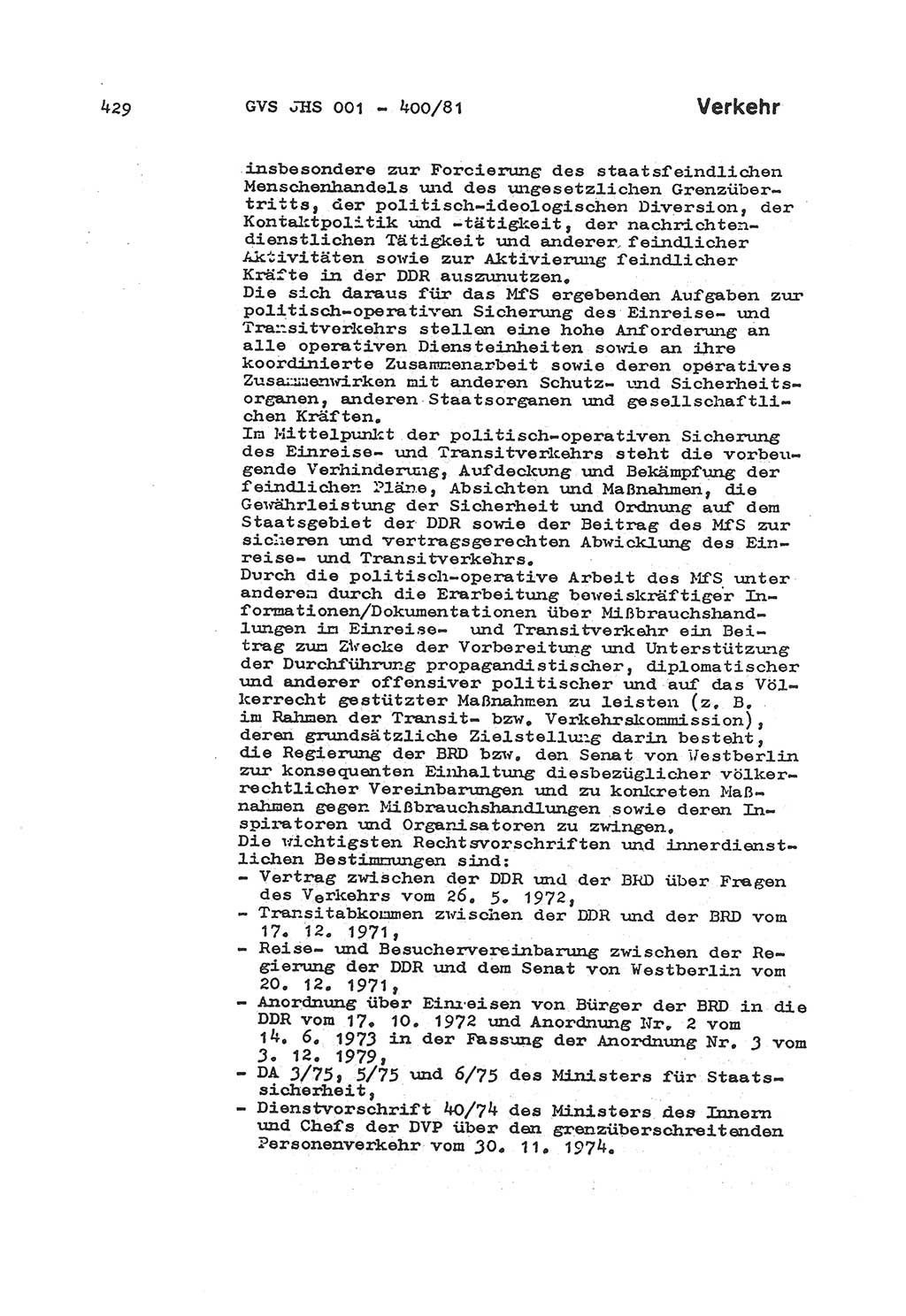 Wörterbuch der politisch-operativen Arbeit, Ministerium für Staatssicherheit (MfS) [Deutsche Demokratische Republik (DDR)], Juristische Hochschule (JHS), Geheime Verschlußsache (GVS) o001-400/81, Potsdam 1985, Blatt 429 (Wb. pol.-op. Arb. MfS DDR JHS GVS o001-400/81 1985, Bl. 429)