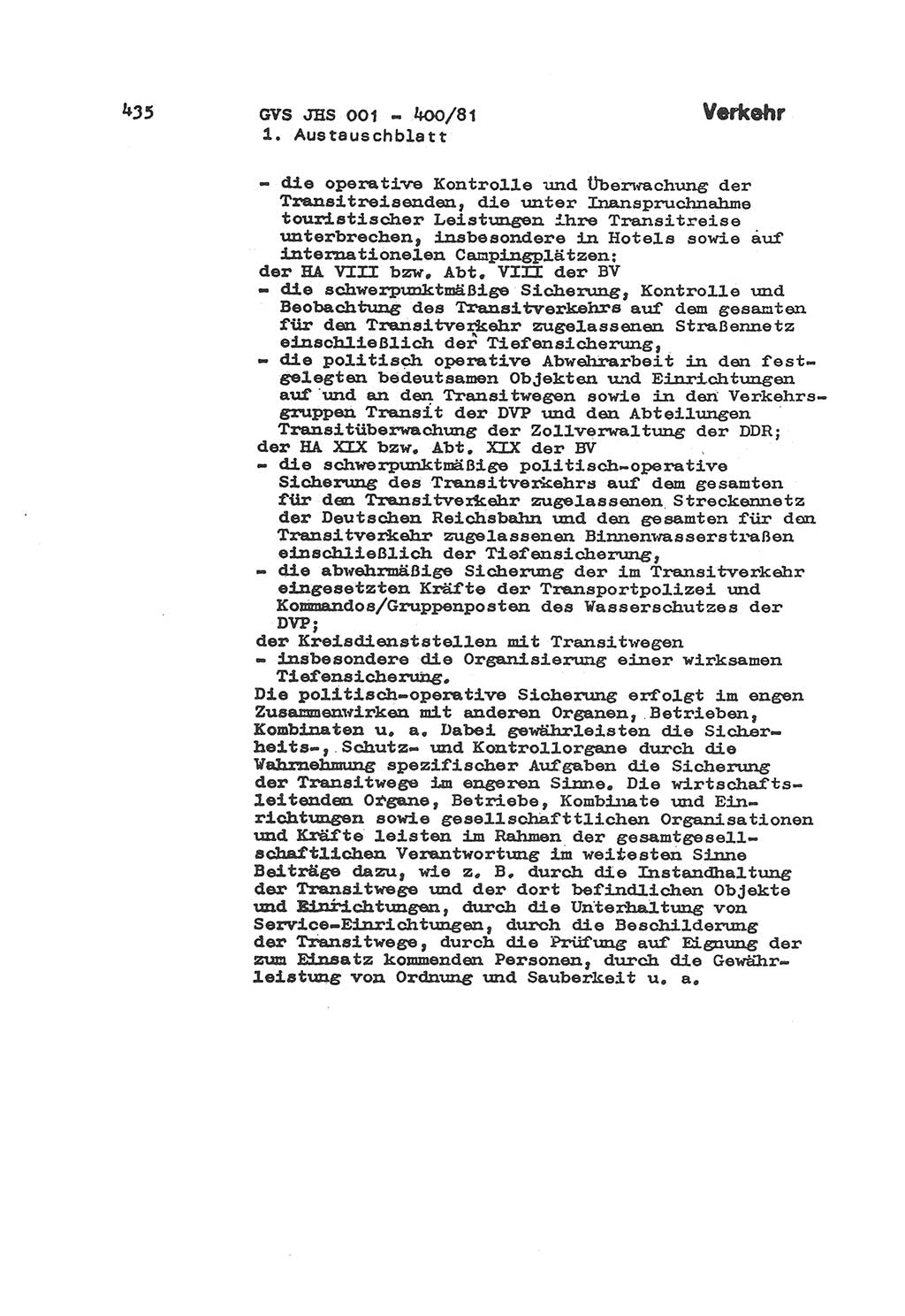 Wörterbuch der politisch-operativen Arbeit, Ministerium für Staatssicherheit (MfS) [Deutsche Demokratische Republik (DDR)], Juristische Hochschule (JHS), Geheime Verschlußsache (GVS) o001-400/81, Potsdam 1985, Blatt 435 (Wb. pol.-op. Arb. MfS DDR JHS GVS o001-400/81 1985, Bl. 435)