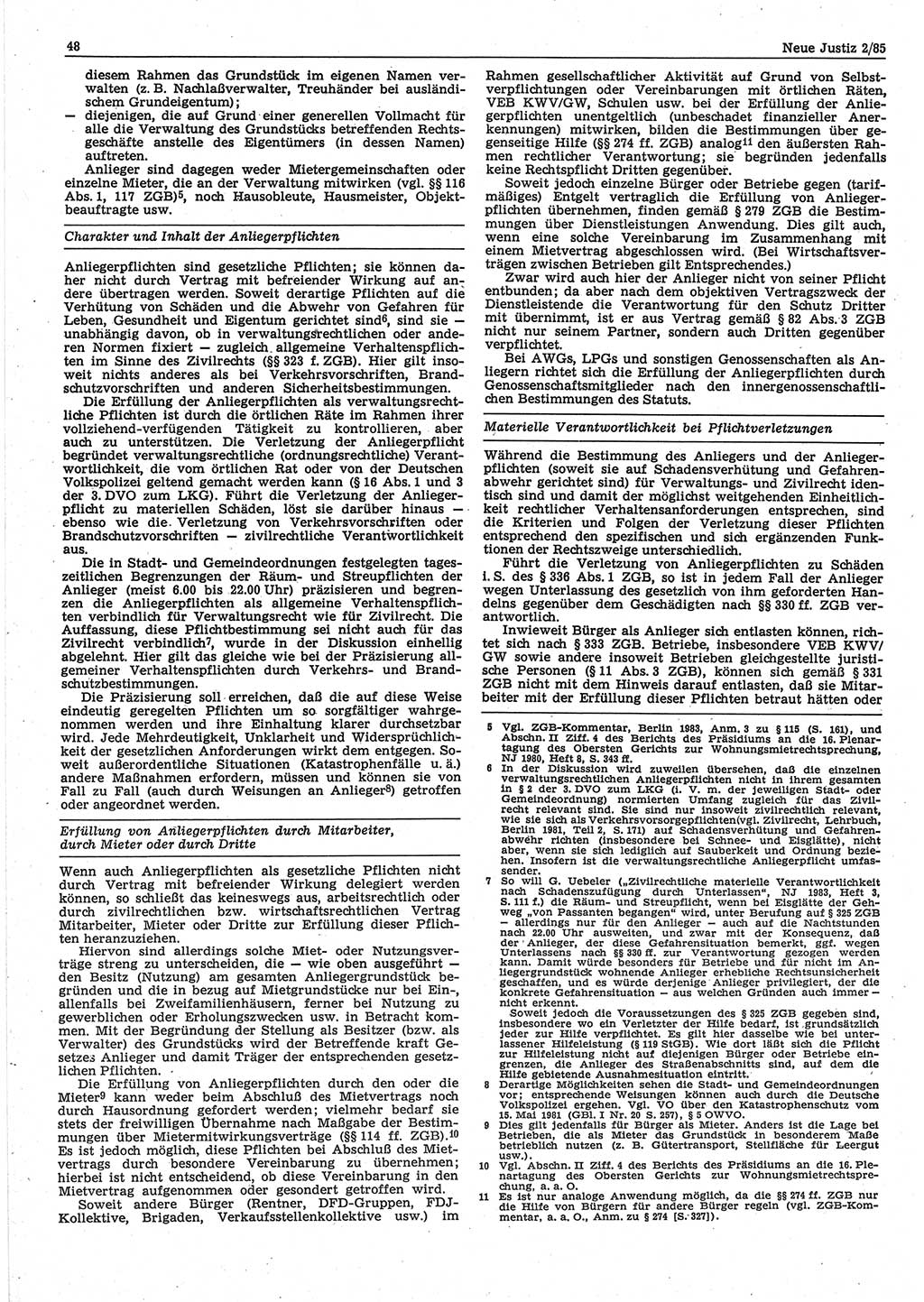 Neue Justiz (NJ), Zeitschrift für sozialistisches Recht und Gesetzlichkeit [Deutsche Demokratische Republik (DDR)], 39. Jahrgang 1985, Seite 48 (NJ DDR 1985, S. 48)