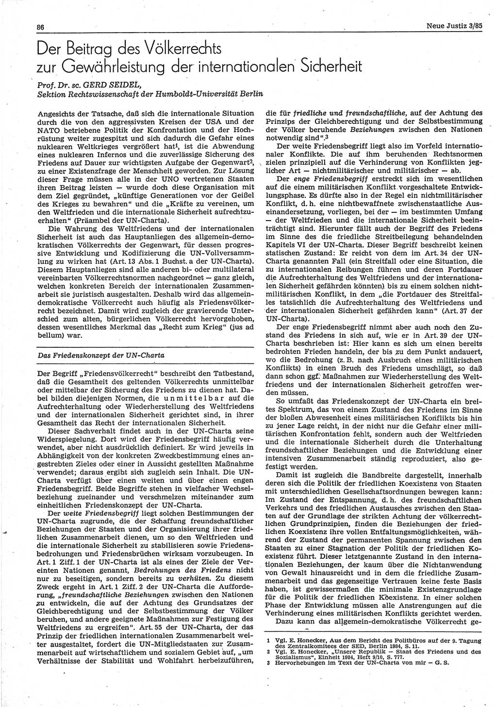Neue Justiz (NJ), Zeitschrift für sozialistisches Recht und Gesetzlichkeit [Deutsche Demokratische Republik (DDR)], 39. Jahrgang 1985, Seite 86 (NJ DDR 1985, S. 86)